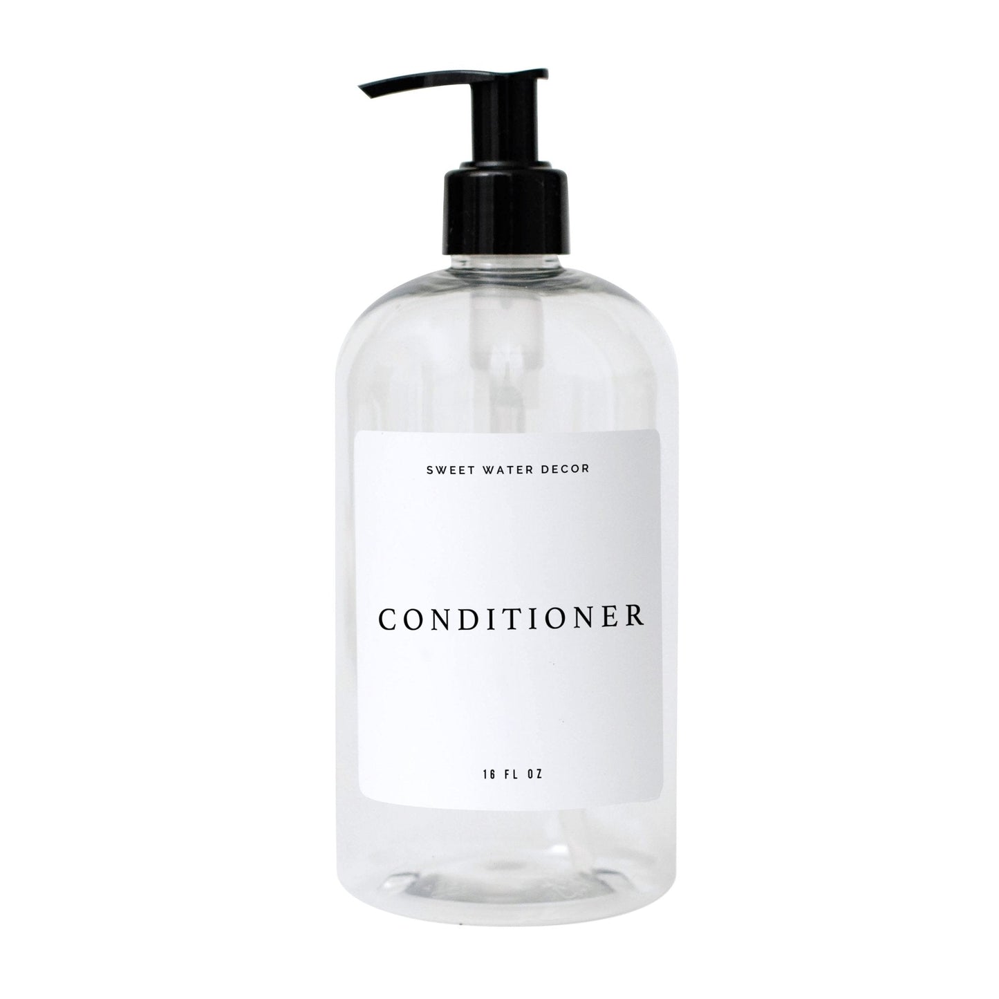 16oz Clear Plastic Conditioner Dispenser - White Text Label