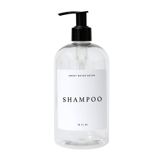 16oz Clear Plastic Shampoo Dispenser- White Text Label