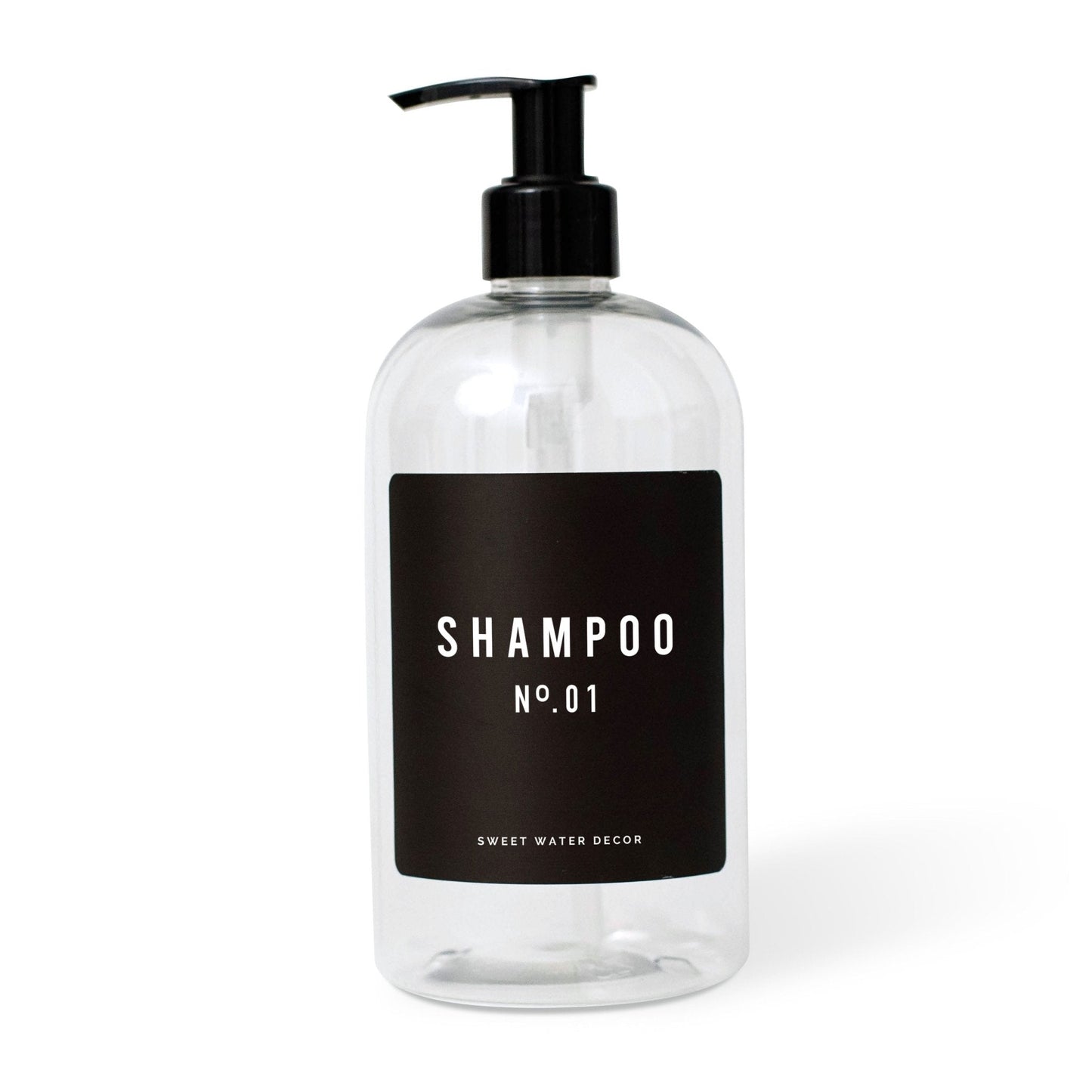 16oz Clear Plastic Shampoo Dispenser - Black Label