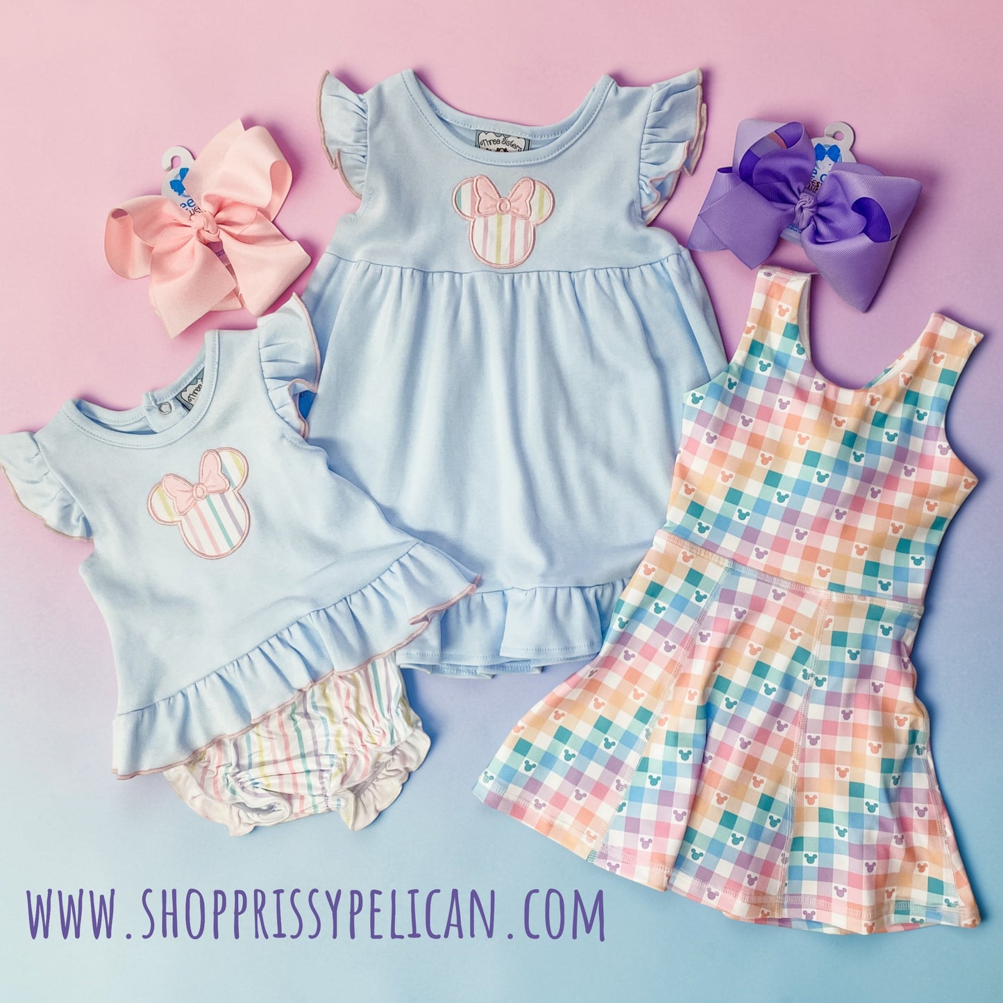 Magical Mouse Appliqué Dress – Baby & Toddler Girls Flutter Sleeve Dress