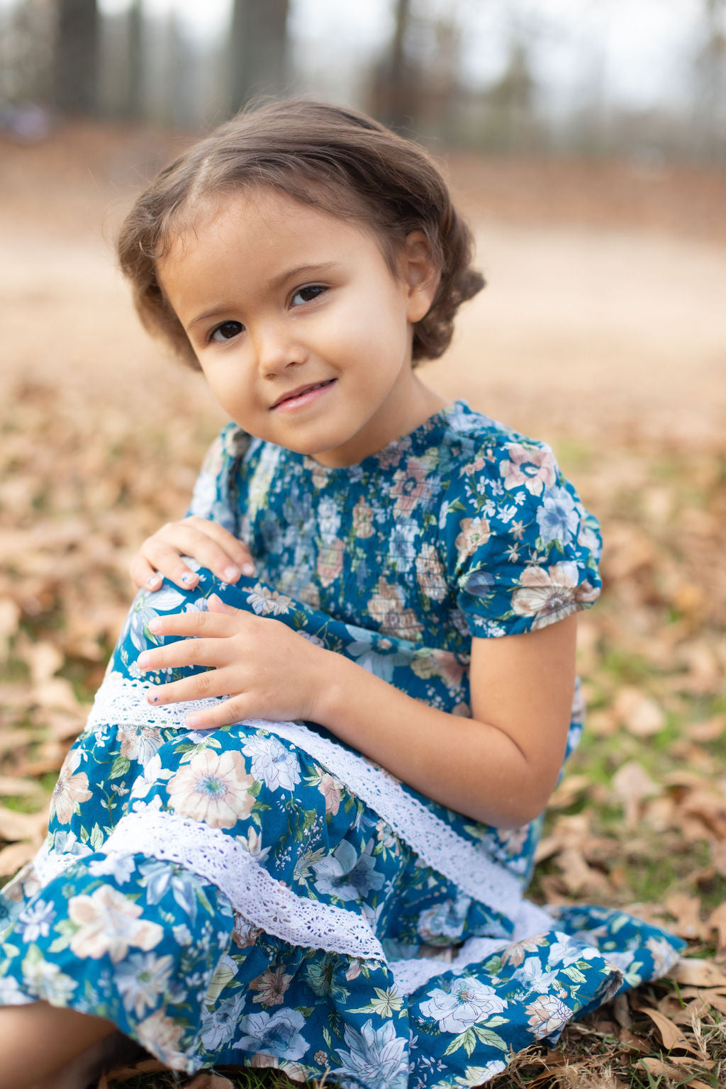 Isla Dress in Dark Blue - Kids