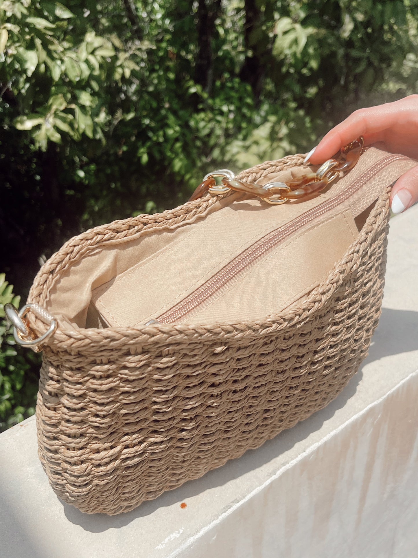 Raffia Chain Purse