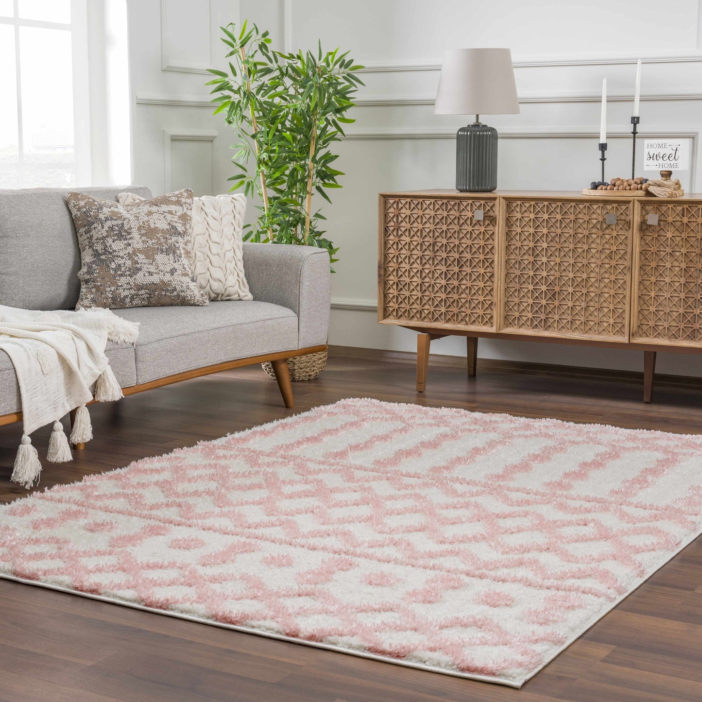 Darva Pink Plush Area Carpet