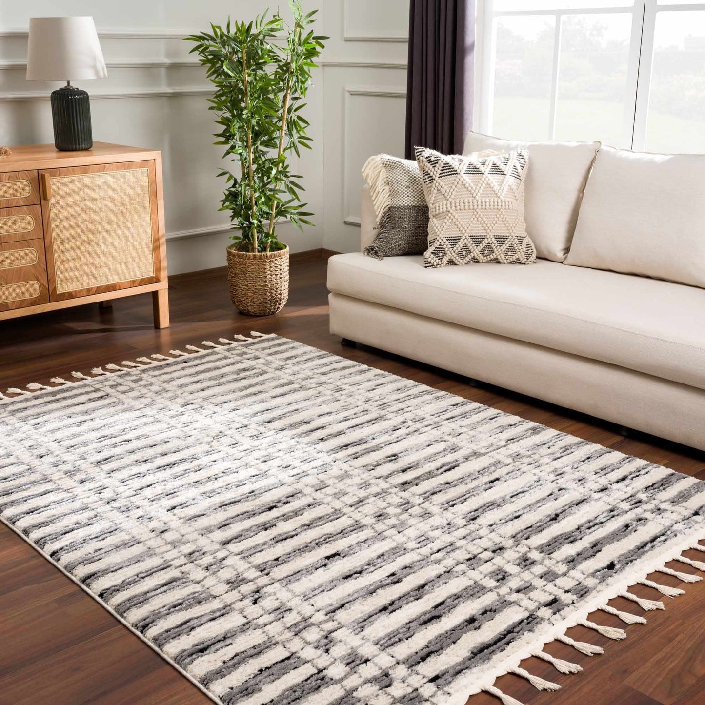 Nava Grid Plush Tassel Rug - Limited Edition