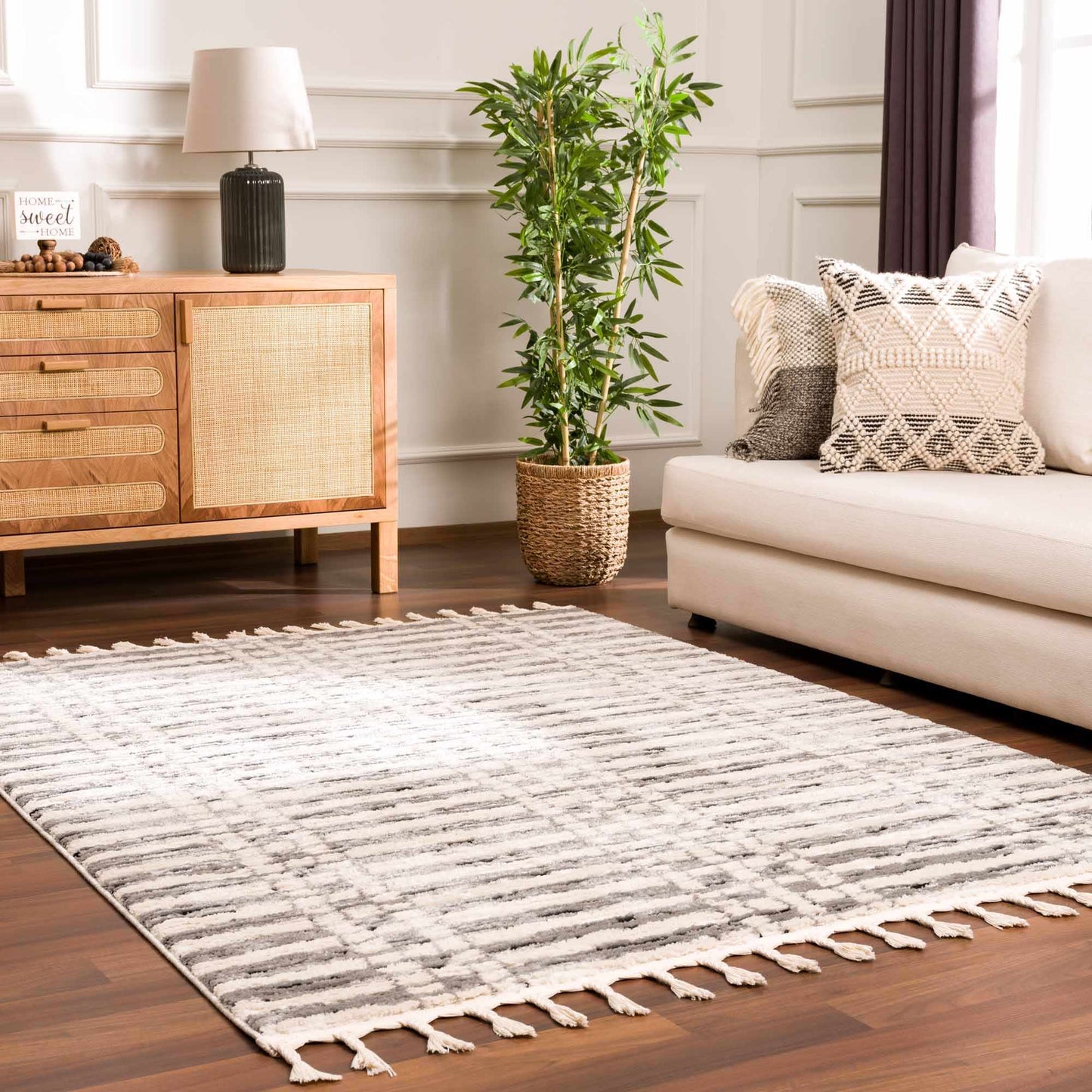 Nava Grid Plush Tassel Rug - Limited Edition