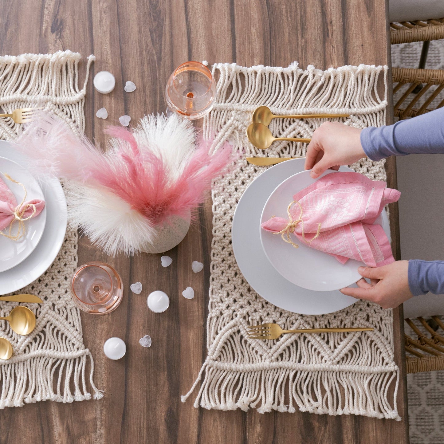 Boho Macrame Indoor/Outdoor Placemat 2-Pack Set