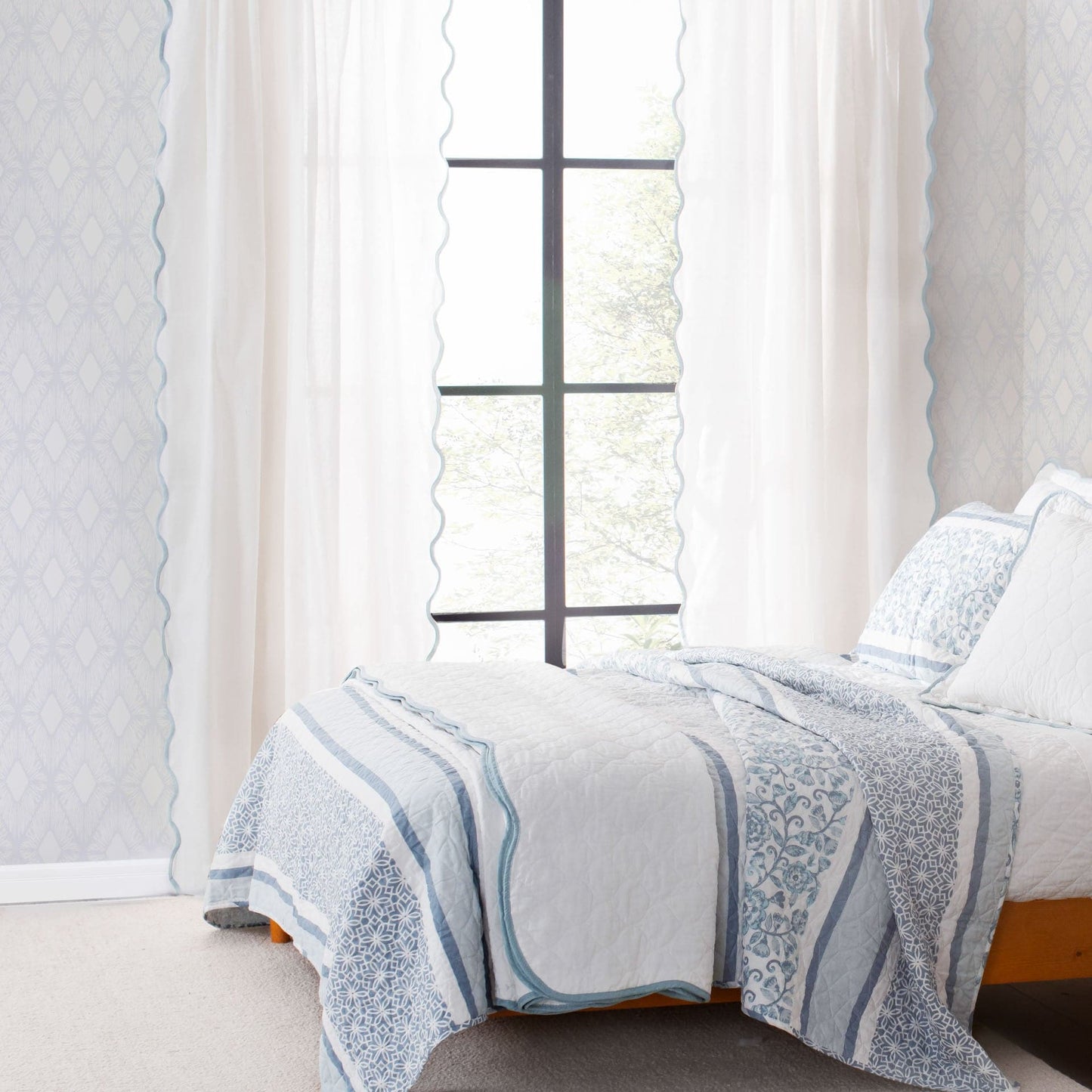 Coastal Chic Scalloped Edge Window Curtain Panel Set