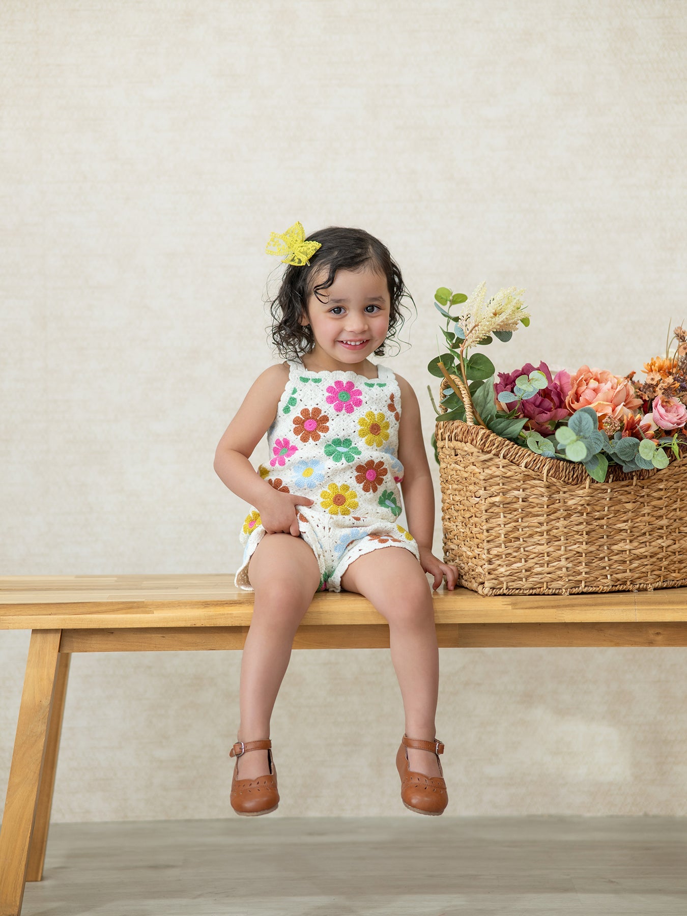 Summer Crochet Floral Girl Set