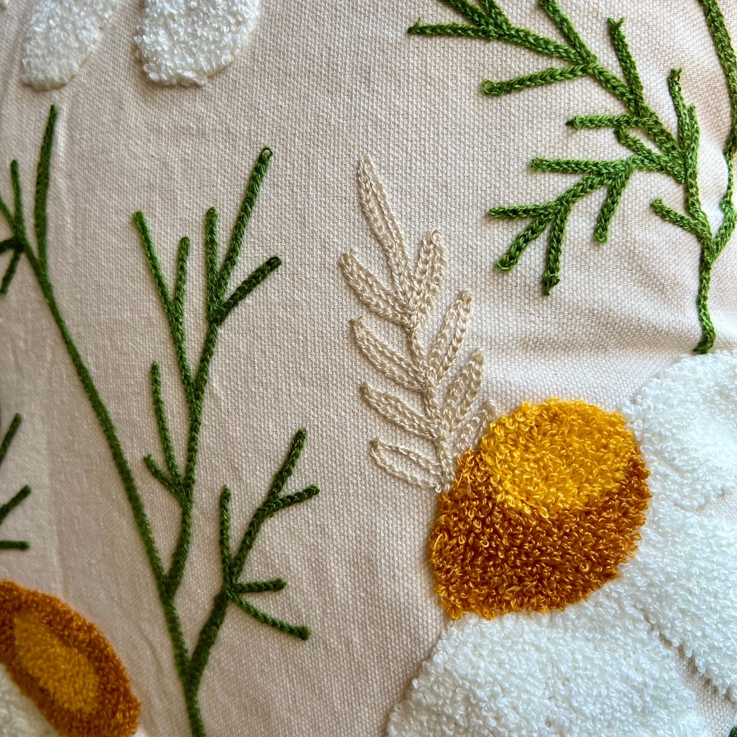 Daisy Embroidered Throw Pillow Cover