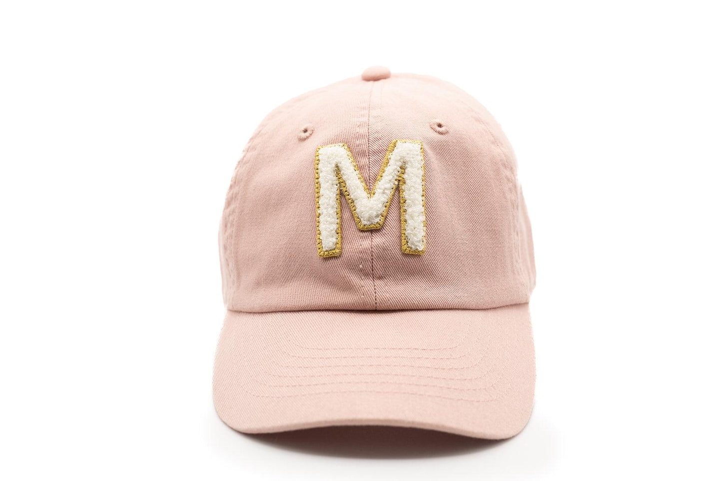 Dusty Rose Hat + Gold & White Terry Letter