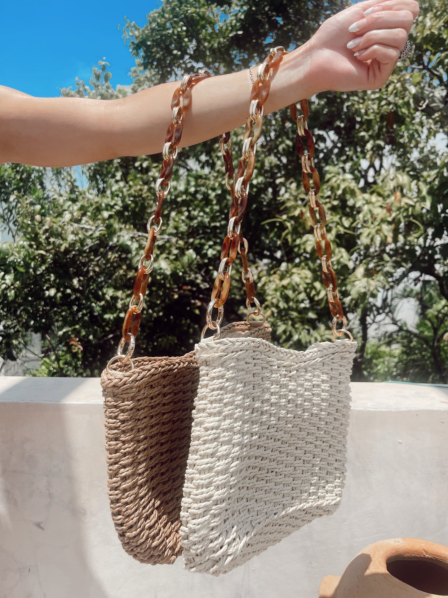 Raffia Chain Purse