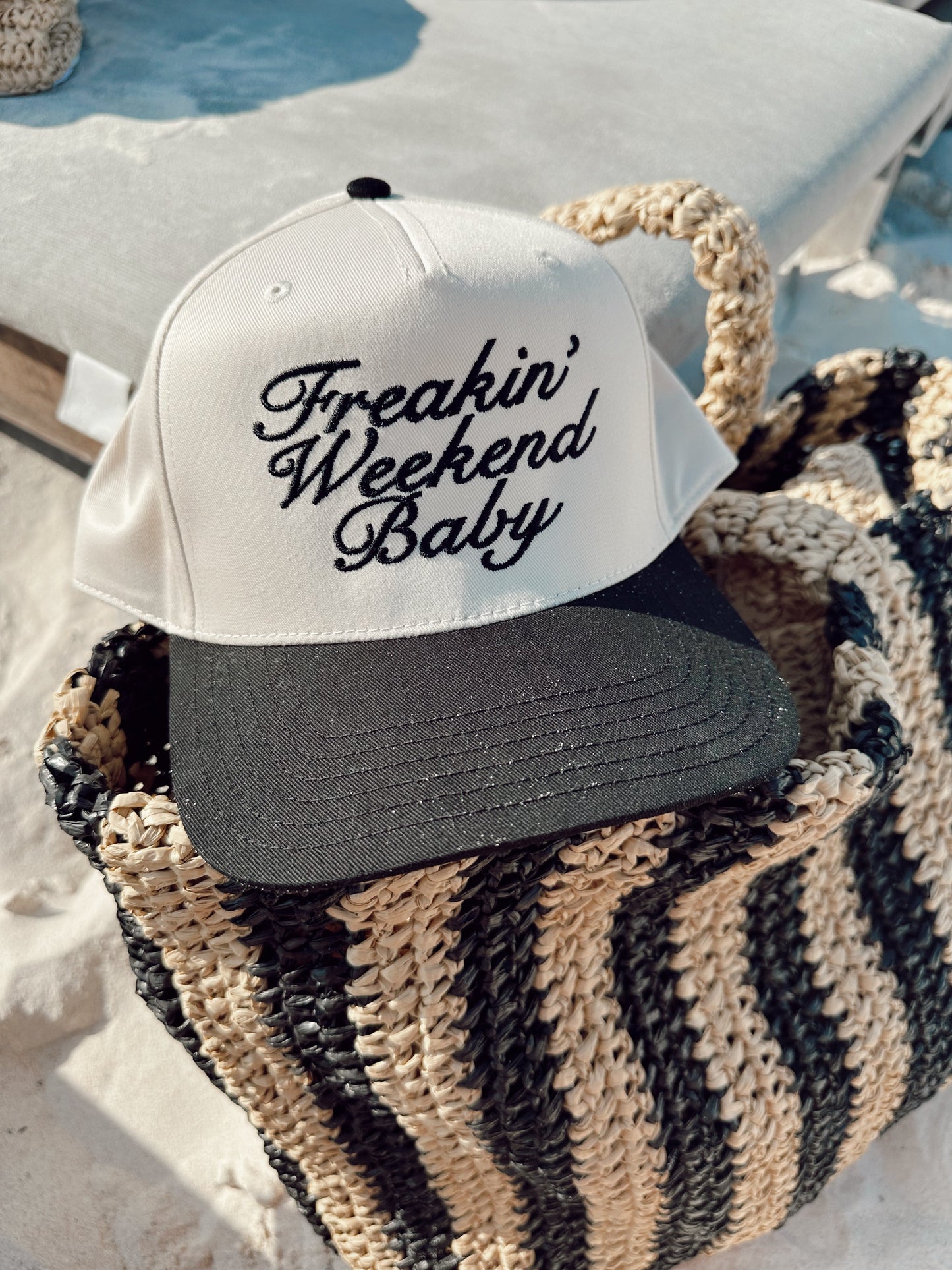 Freakin' Weekend Baby - Black Vintage Trucker Hat - PREORDER