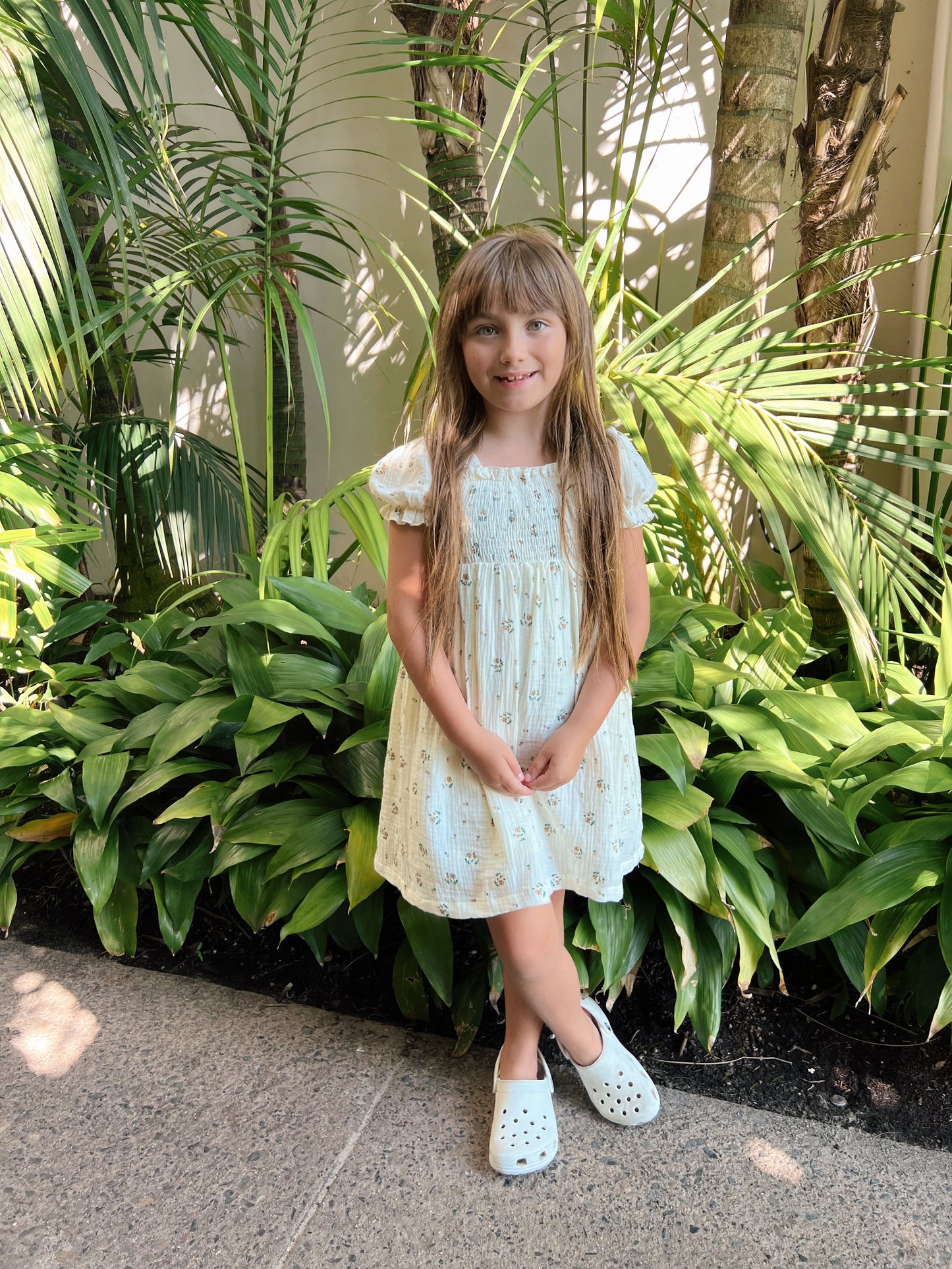 Garden Days | Ivory Floral Muslin Dress