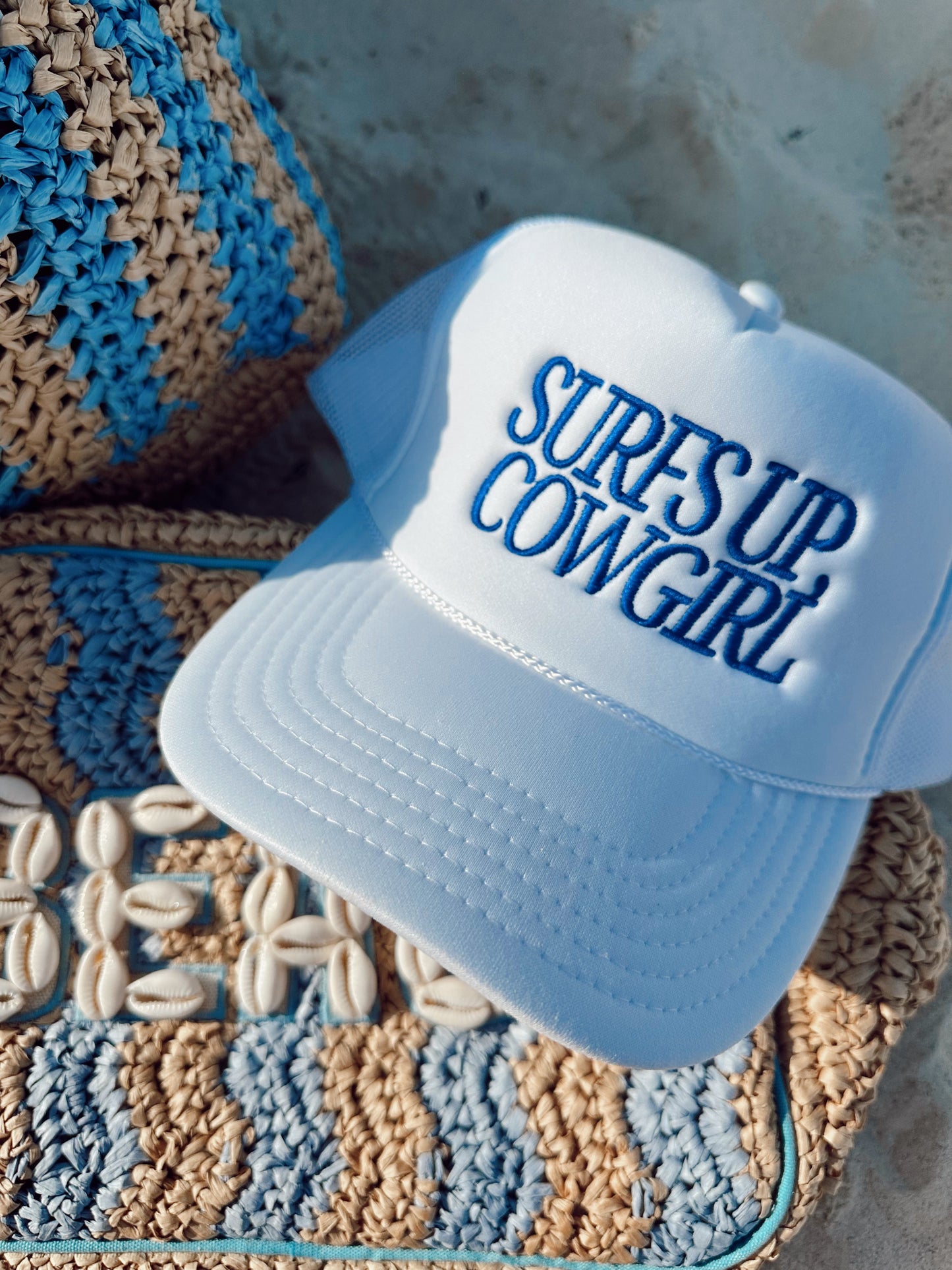 Surfs Up Cowgirl - White Foam Trucker Hat