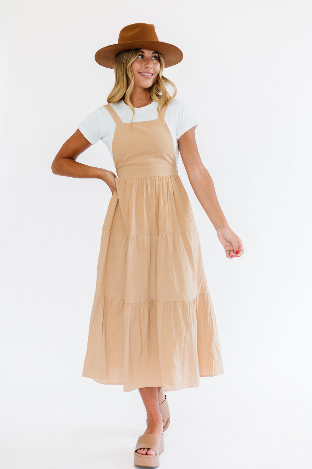 Shay Overall Dress in Taupe