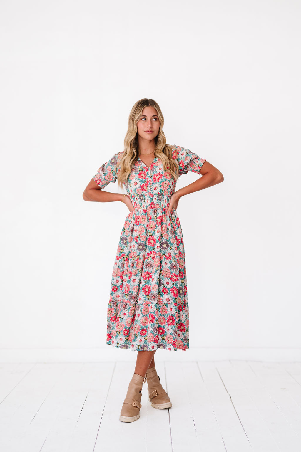 Margo Dress in Floral Teal