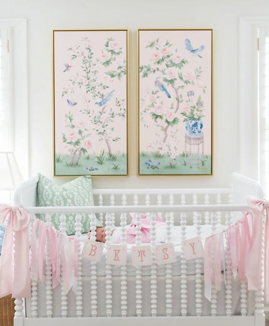 April, a pink chinoiserie canvas wrap