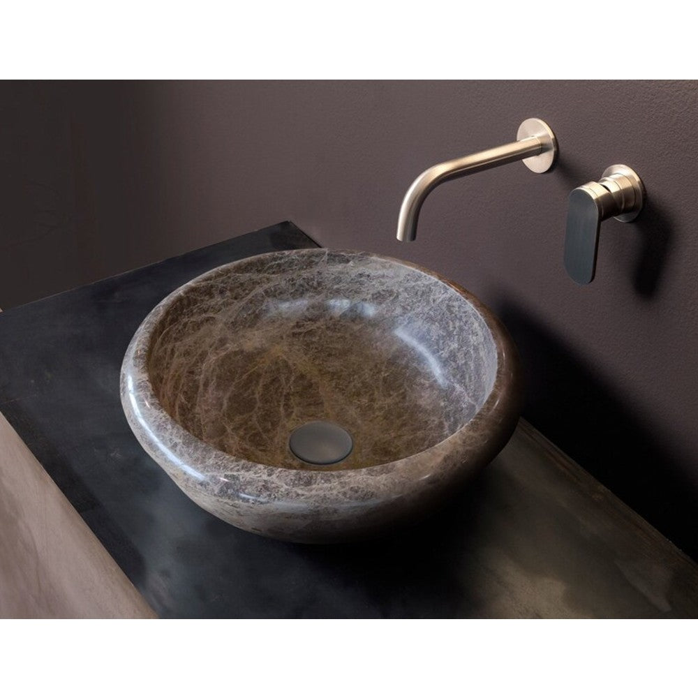 Emperador Brown Natural Stone Marble Drop-in Vessel Sink Polished  (D)16" (H)6"