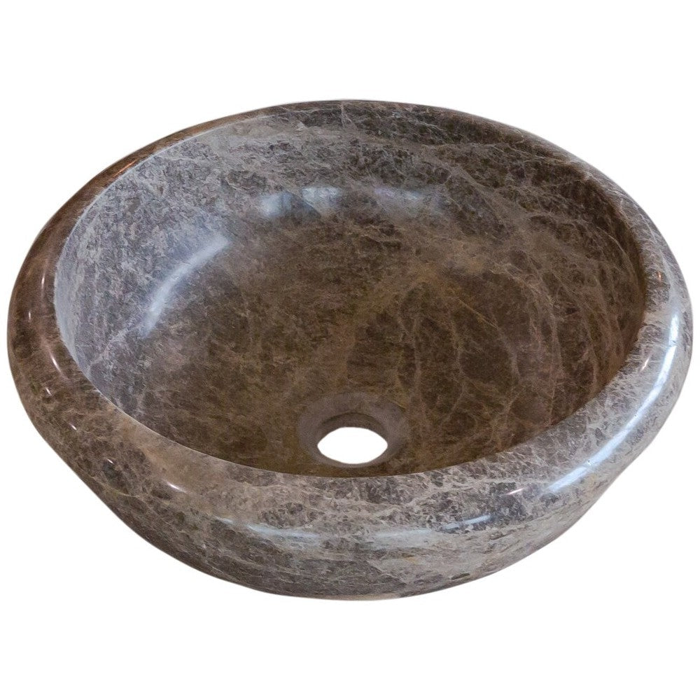 Emperador Brown Natural Stone Marble Drop-in Vessel Sink Polished  (D)16" (H)6"