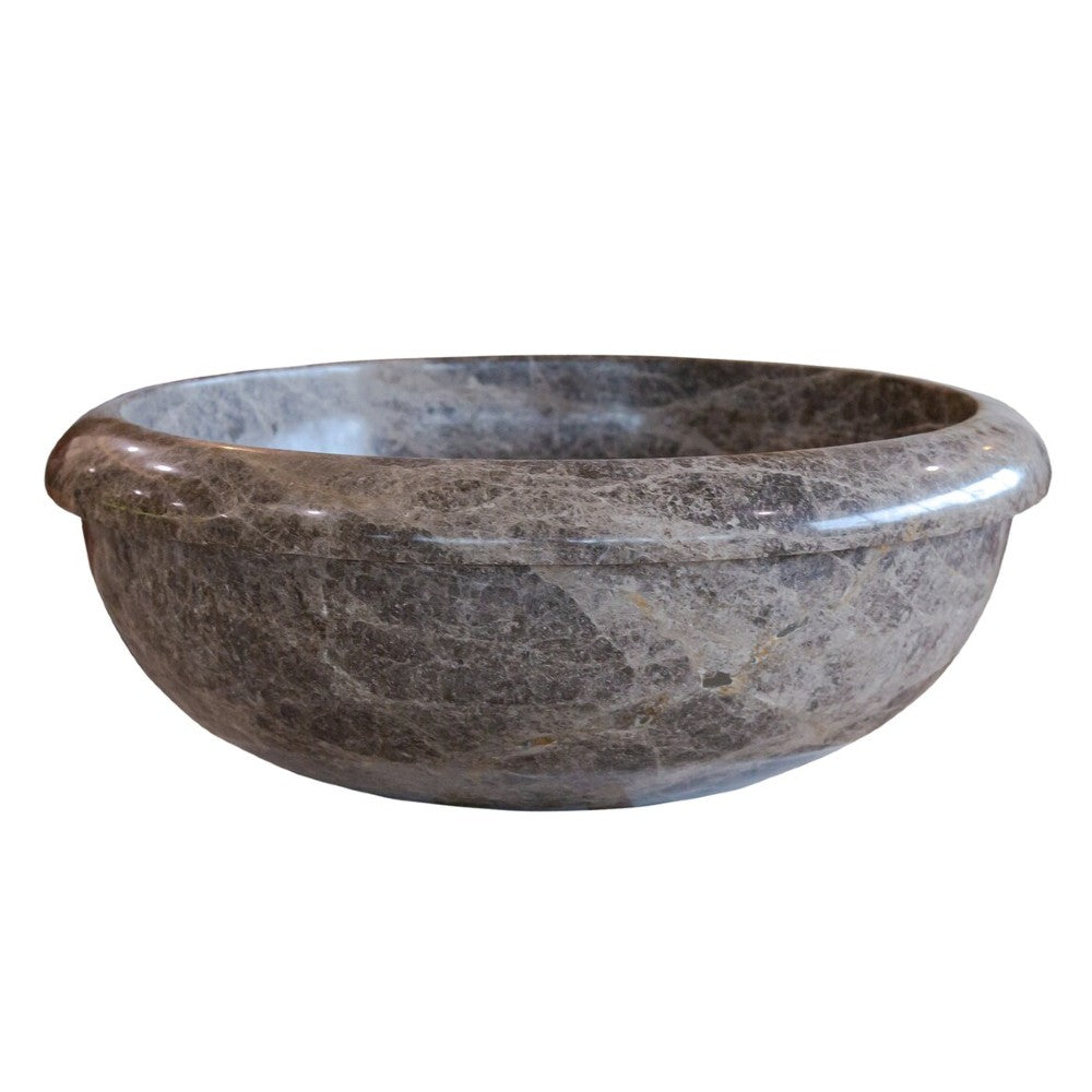 Emperador Brown Natural Stone Marble Drop-in Vessel Sink Polished  (D)16" (H)6"