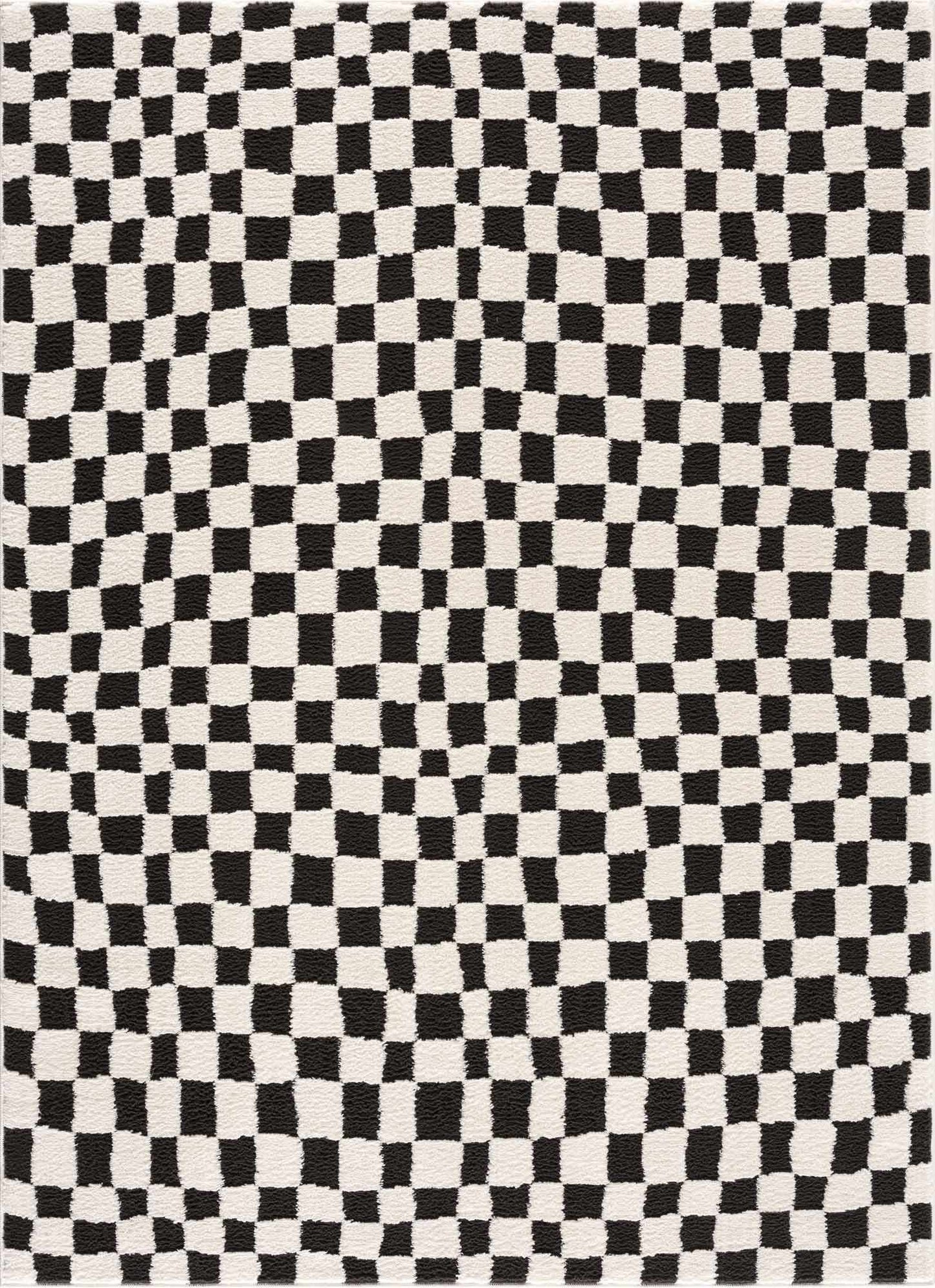 Lajos Black & White Checkered Area Rug