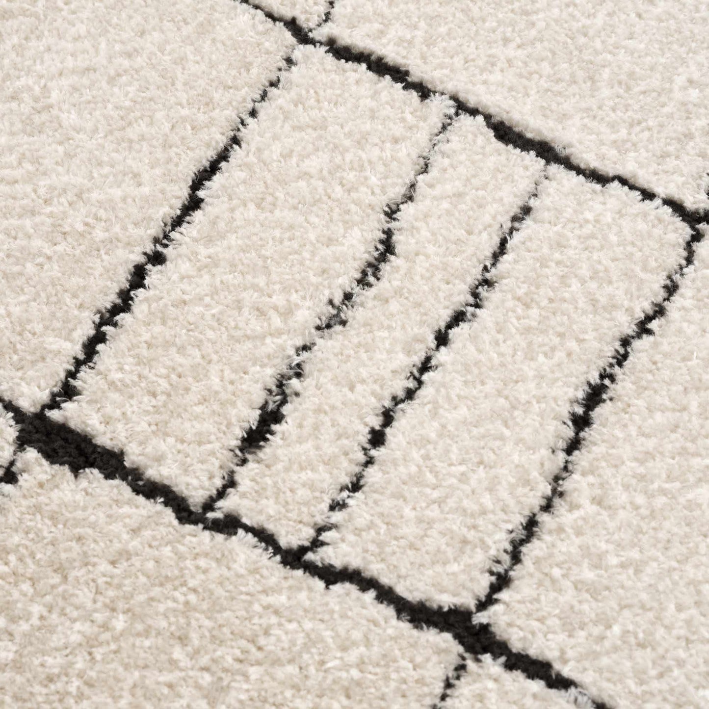 Keanu Off-White Grid Shag Rug - Limited Edition