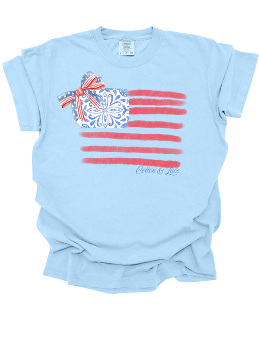 Cotton & Lace Comfort Colors Front Graphic Only Chinoiserie American Flag