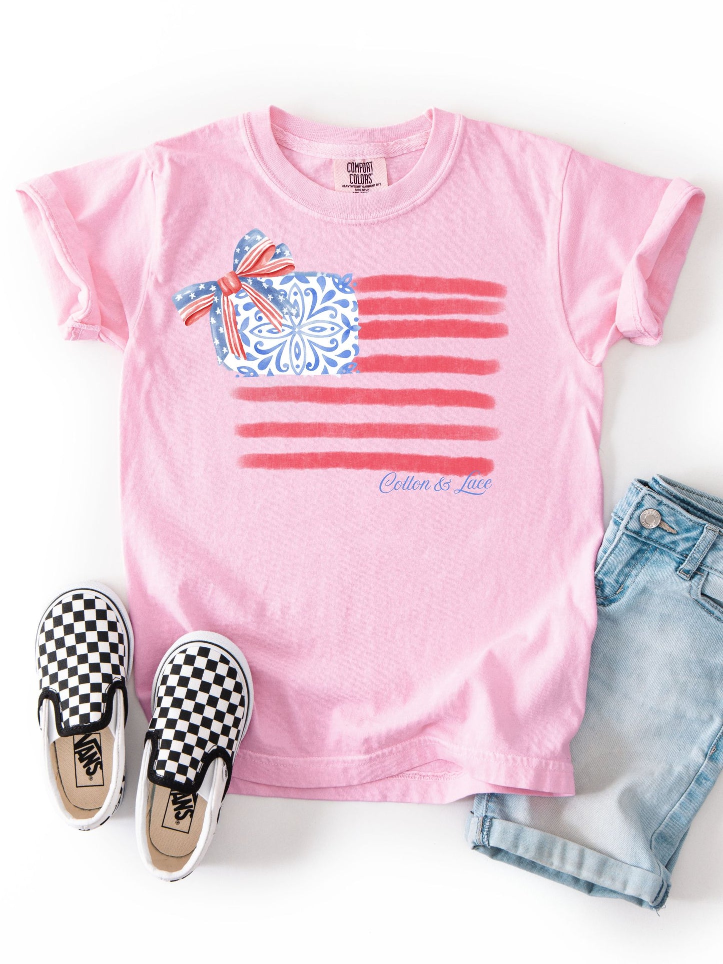 Cotton & Lace Comfort Colors Front Graphic Only Chinoiserie American Flag