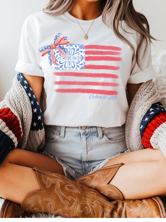Cotton & Lace Comfort Colors Front Graphic Only Chinoiserie American Flag