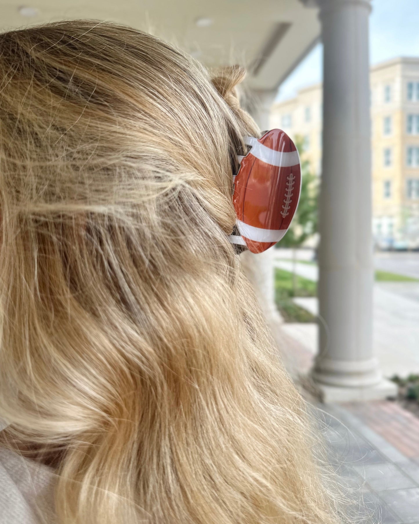 Football Acrylic Hair Clip