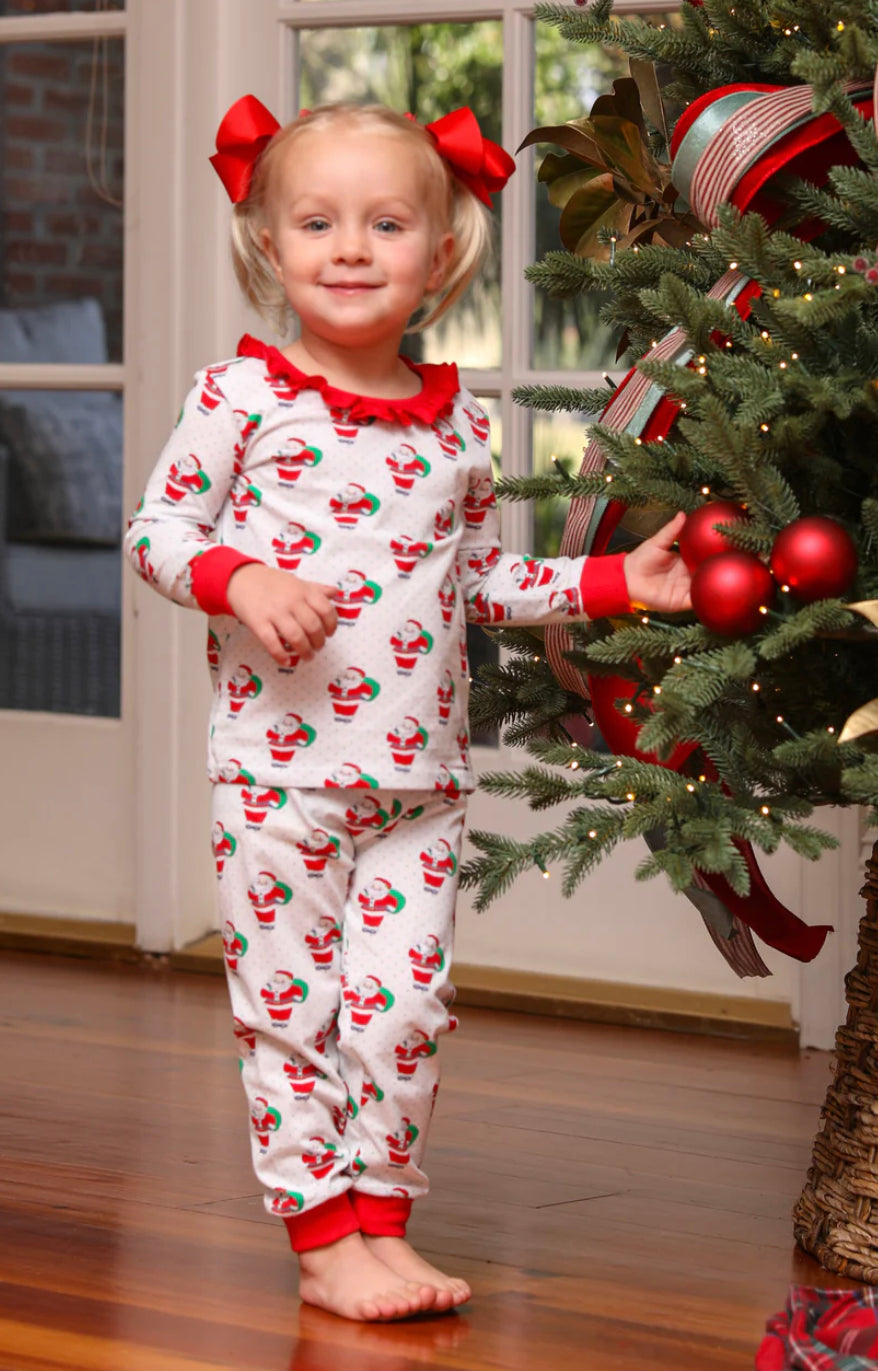 Girl’s Santa Print PJ Set