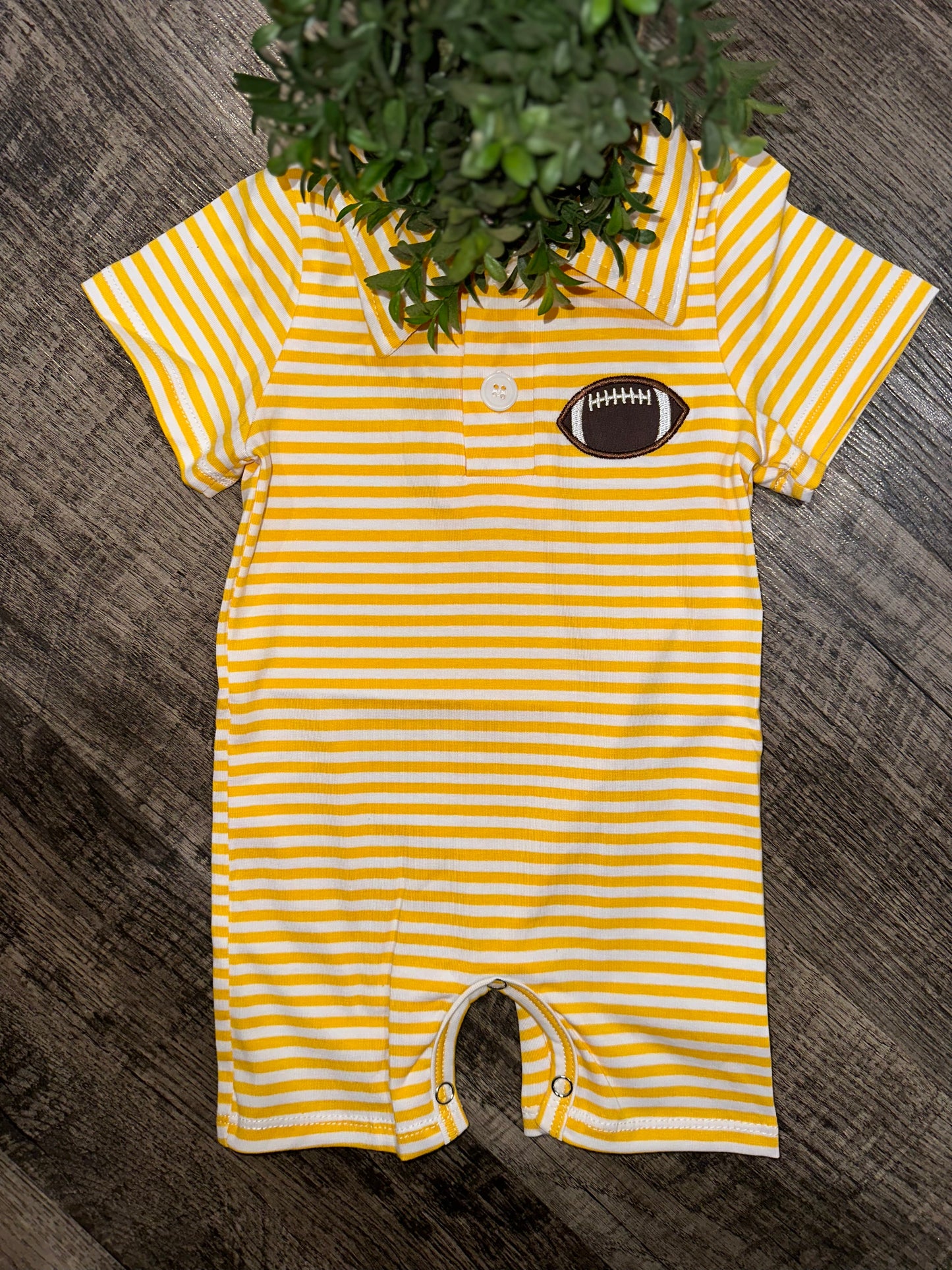 Yellow Striped Footbal Polo Romper