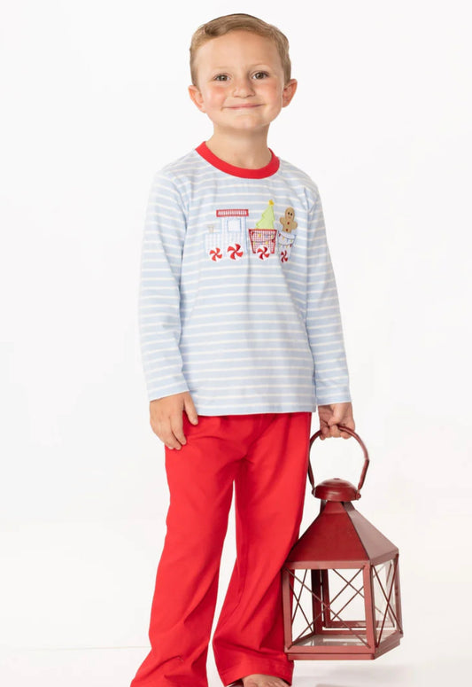 Appliqué Jolly Train Boy’s Pants Set