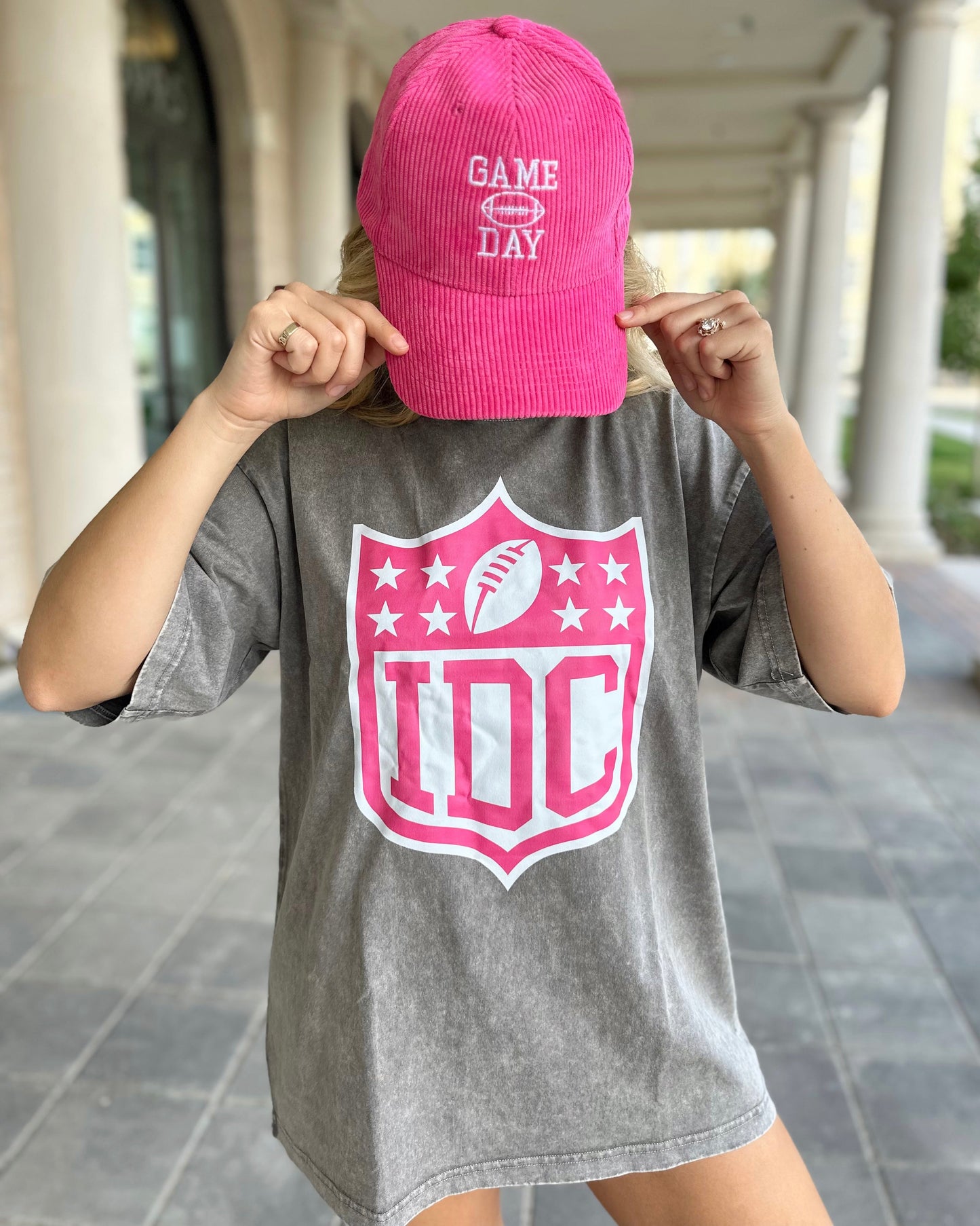 Hot Pink Corduroy Embroidered “GAME DAY” Football Cap