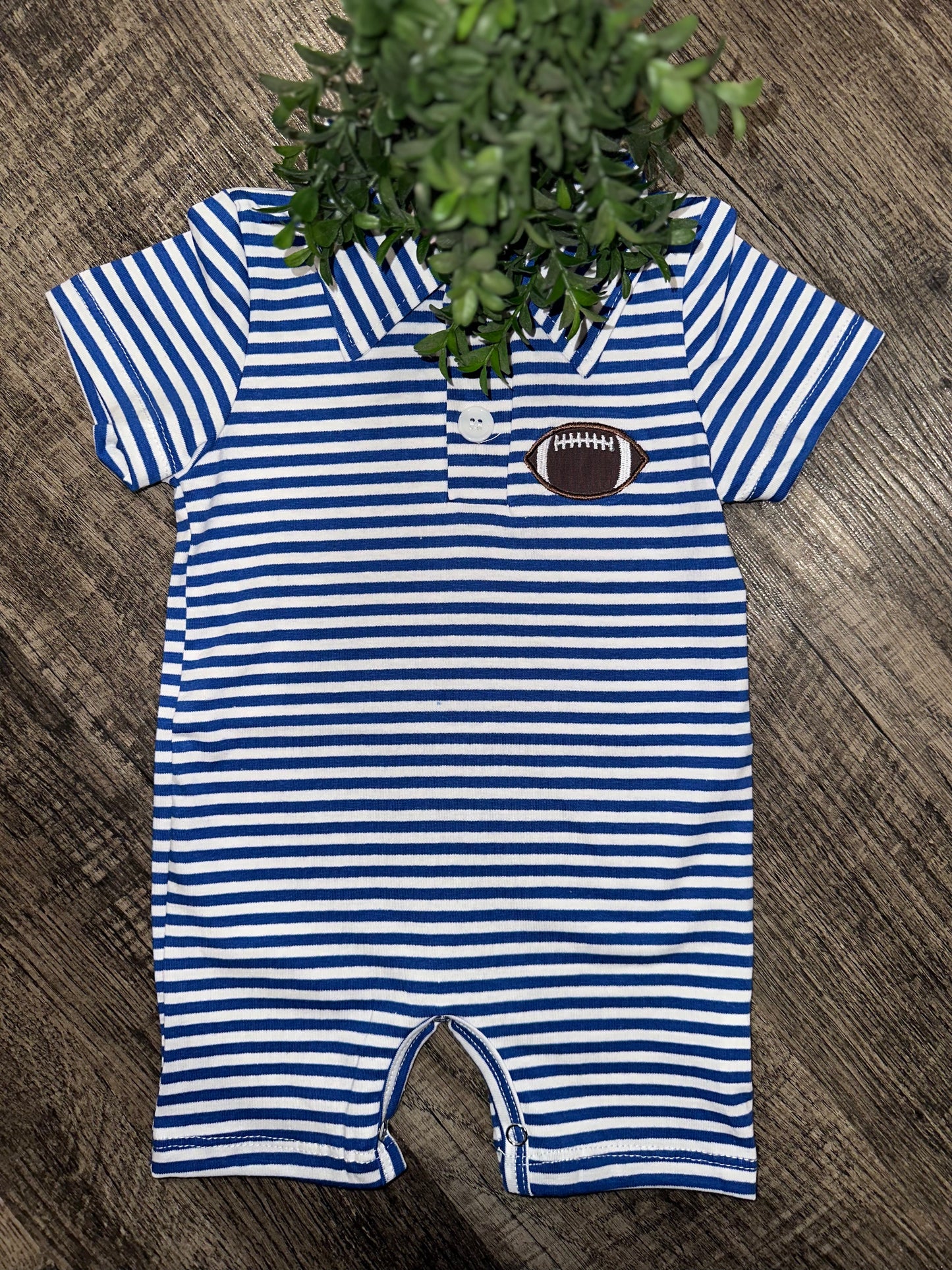 Royal Striped Football Polo Romper