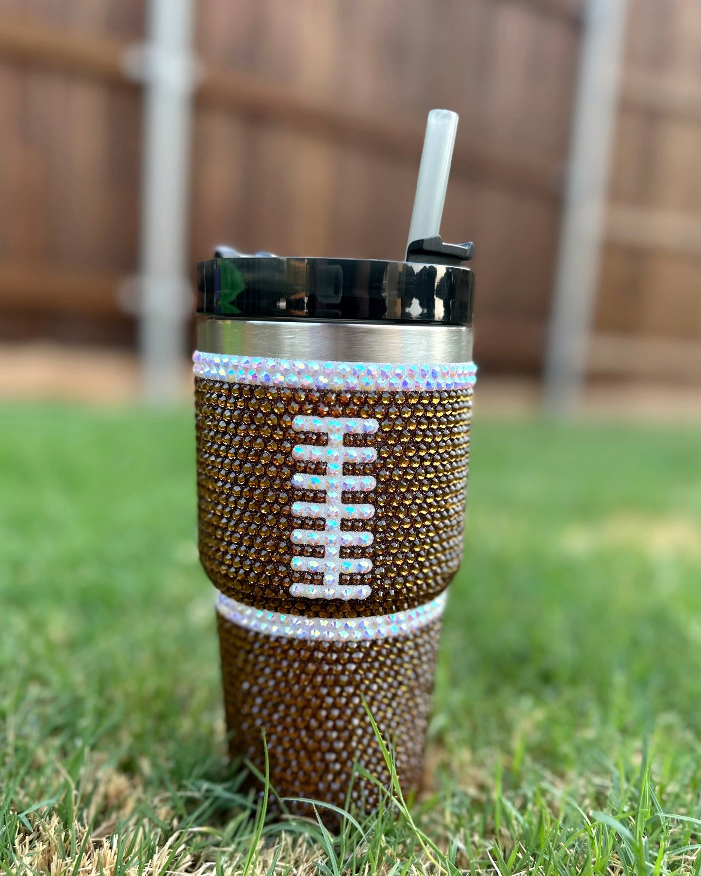 Pre-Order: 20 Oz. Crystal Football "Blinged Out" Tumbler (Ships Approx. 6/15)