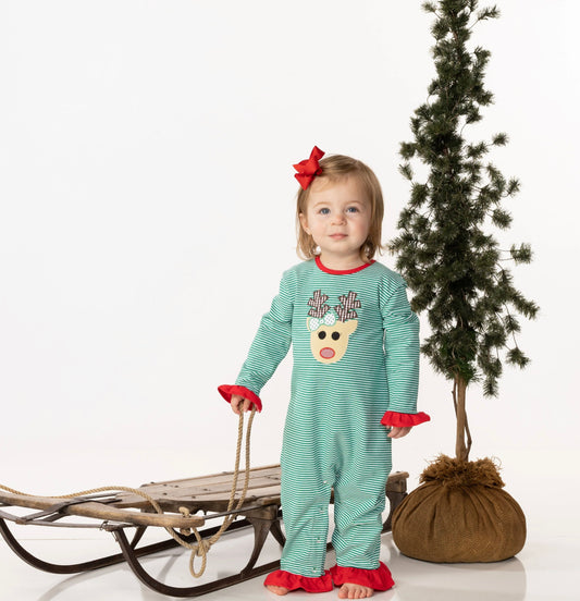 Appliqué Reindeer Girl’s Romper