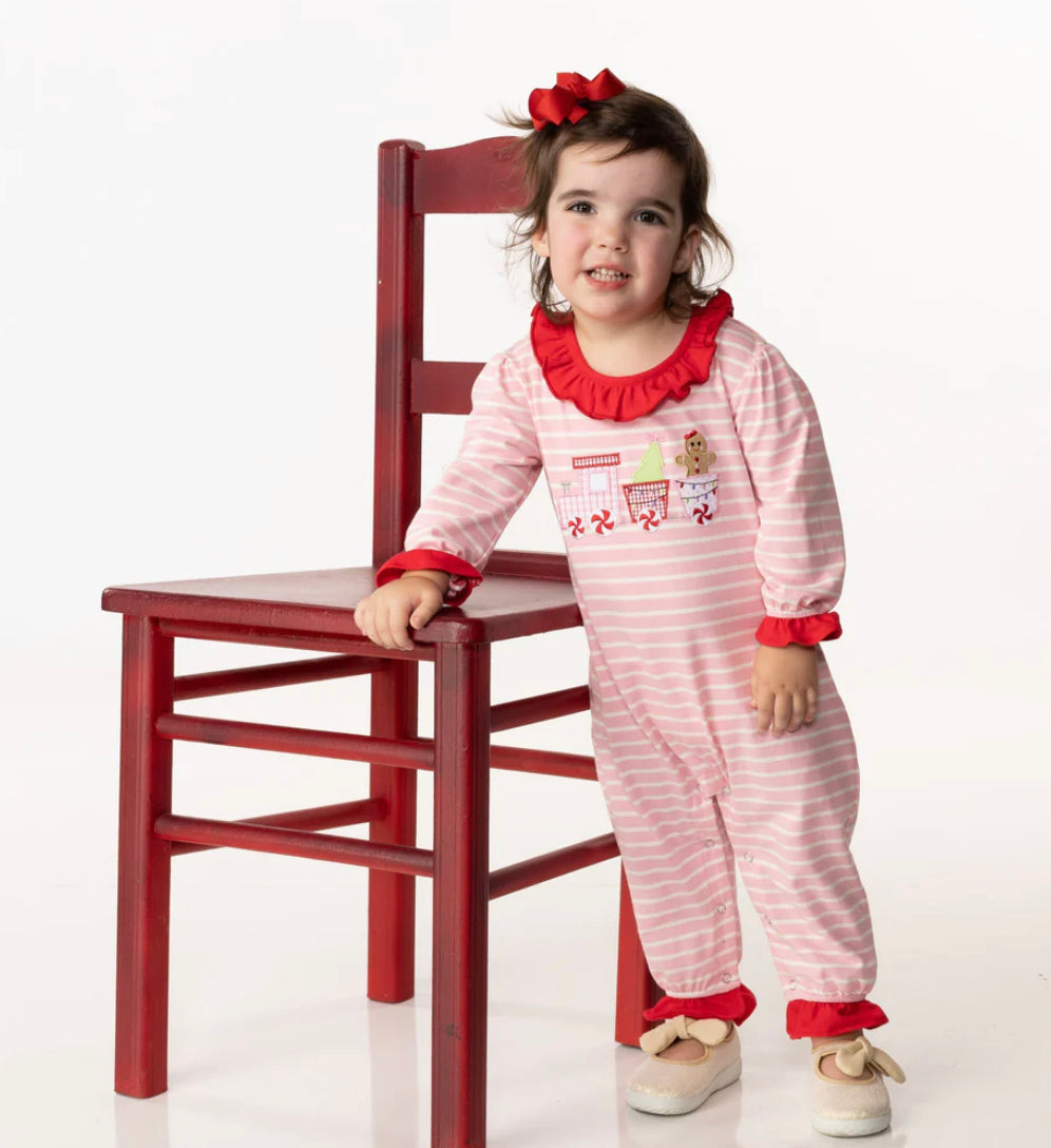 Appliqué Jolly Train Girl’s Ruffle Romper