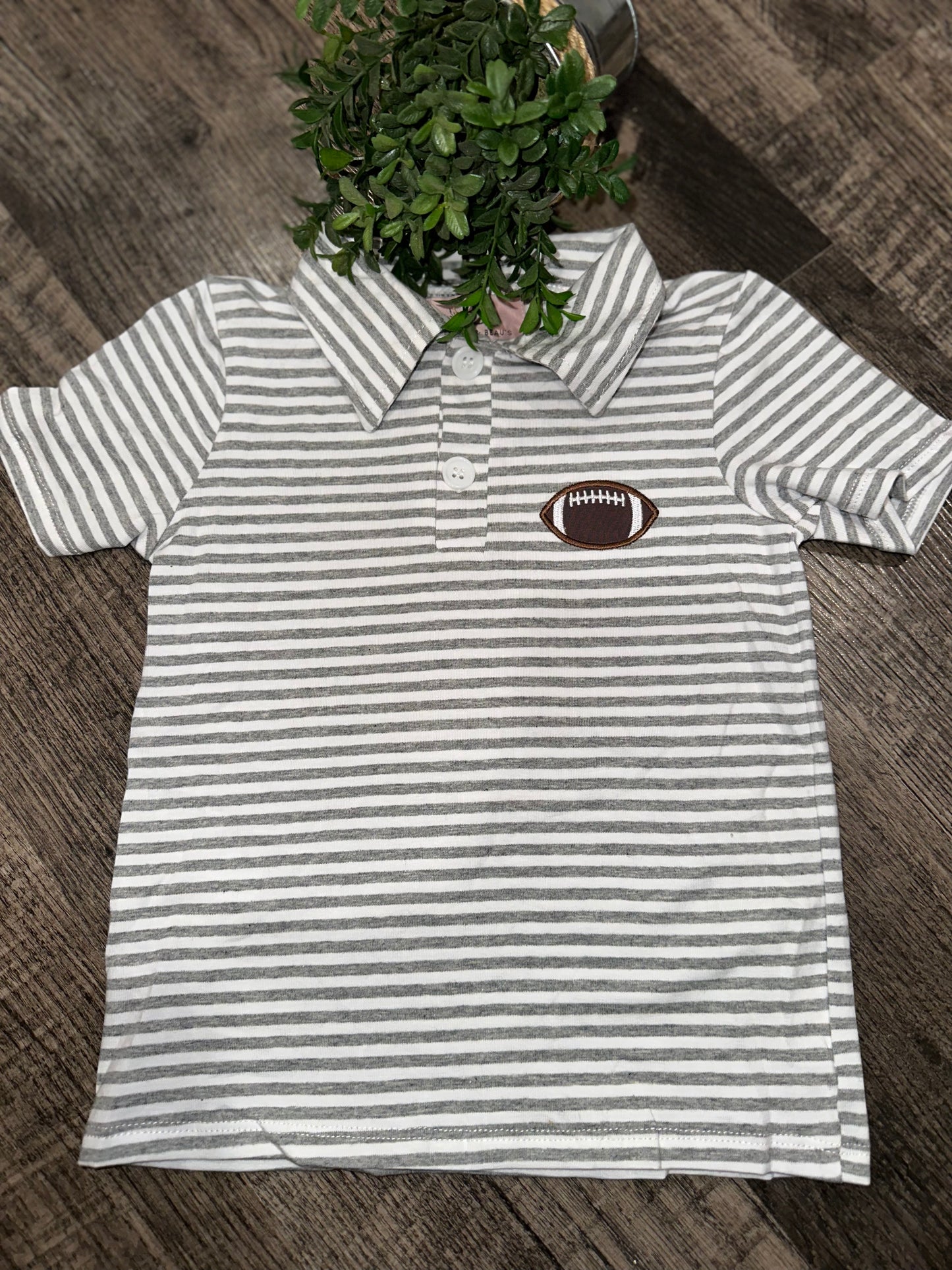 Boy’s Grey Striped Football Polo