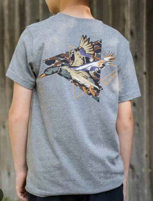 Burlebo Youth Tee - Pintail  Duck - SS - Dark Heather Grey