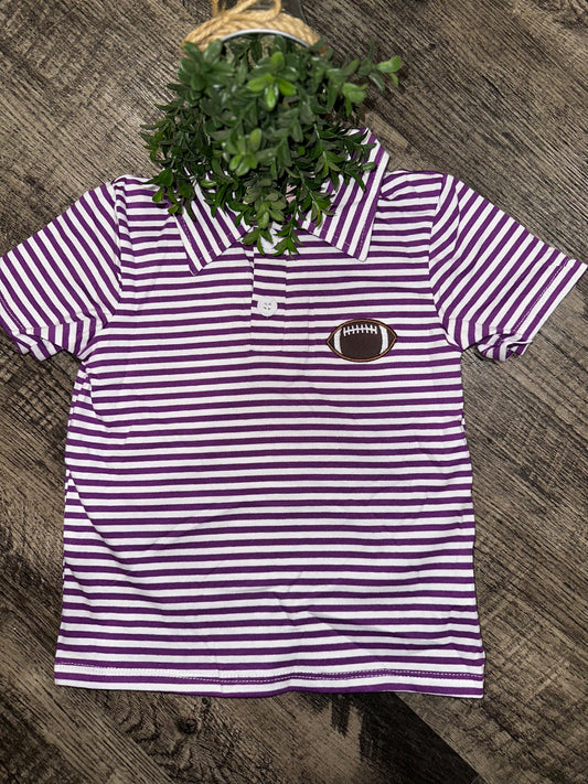 Boy’s Purple Striped Football Polo