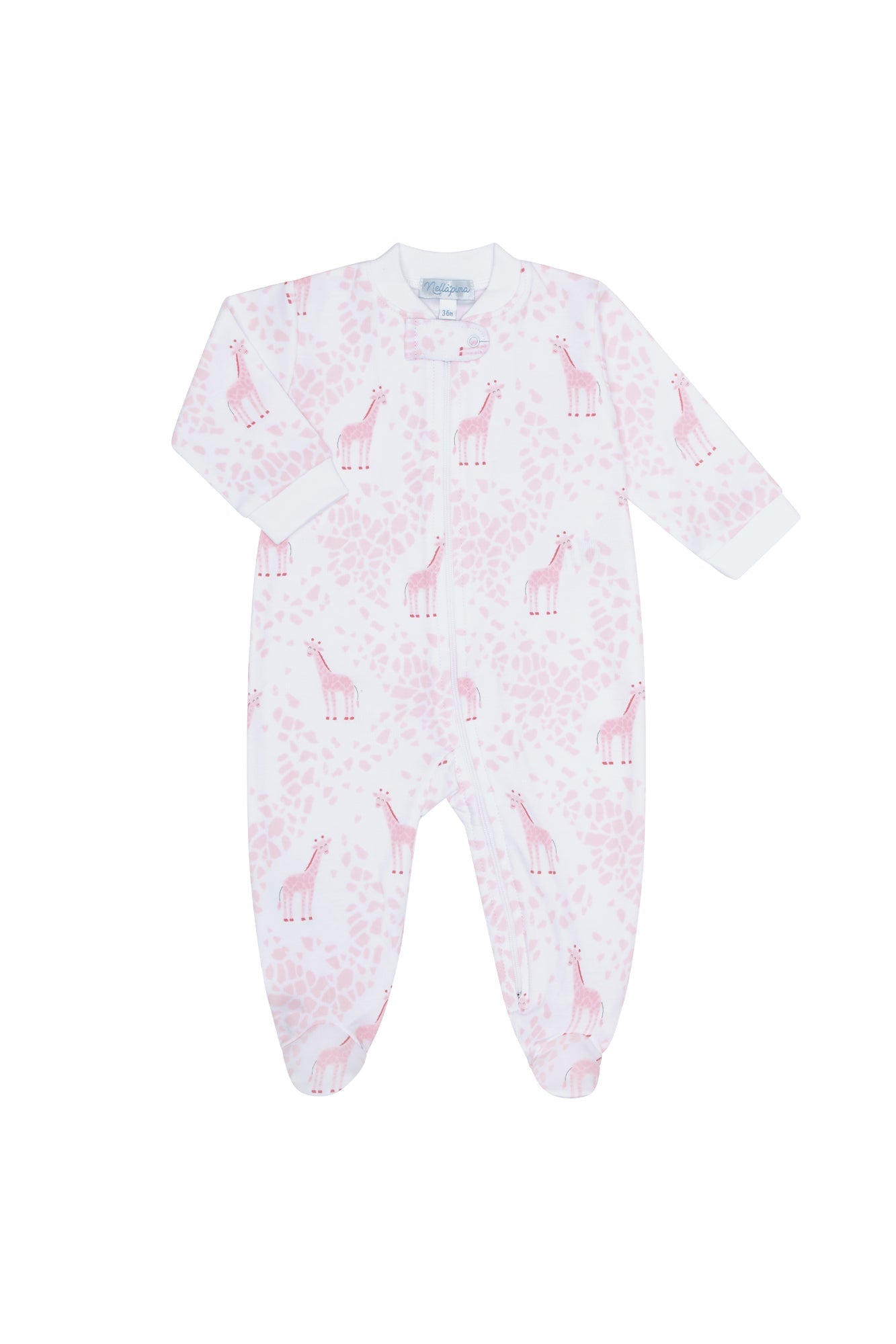 Pink Giraffe Print Zipper Footie