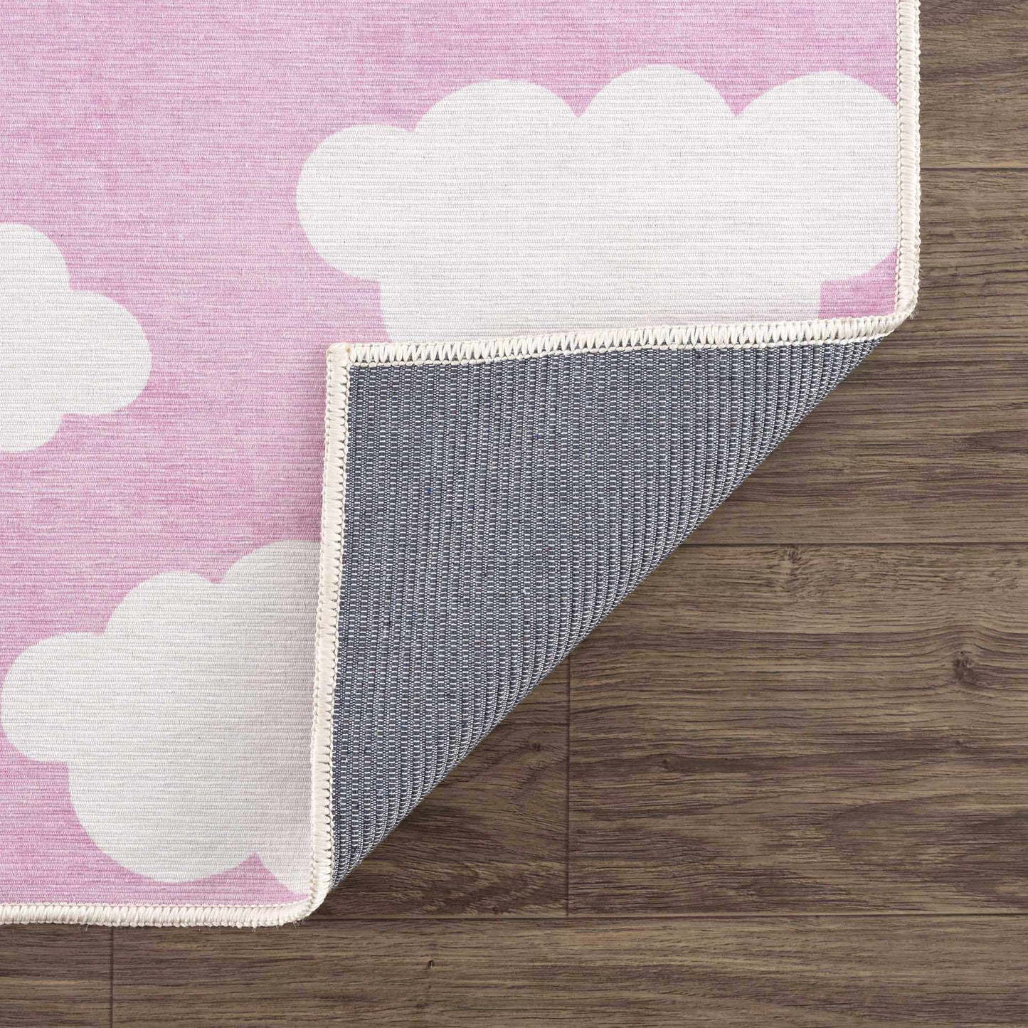 Nizar Pink Cloud Washable Kids Rug