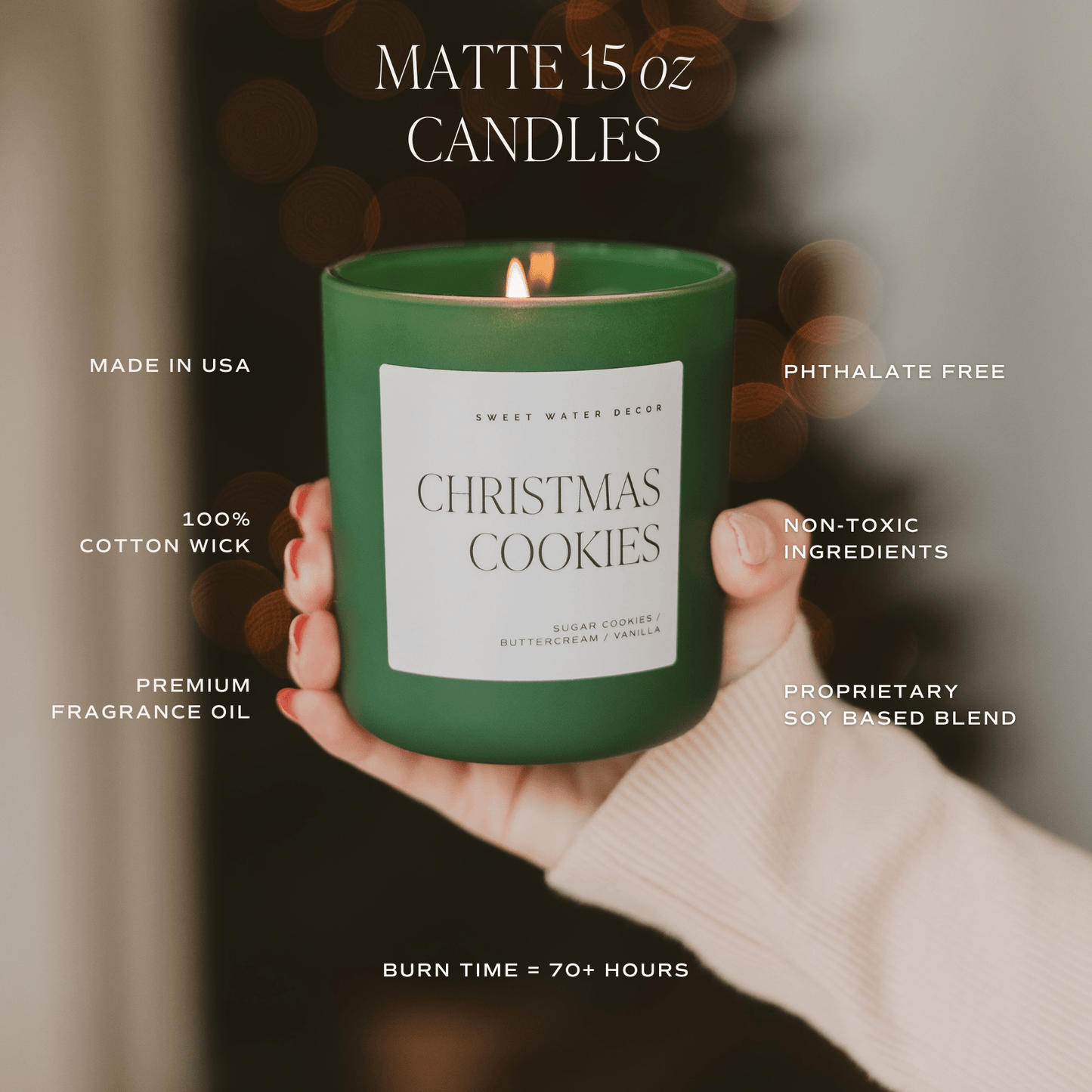 Fa La La La La Soy Candle - Green Matte Jar - 15 oz (Hot Cocoa and Peppermint)