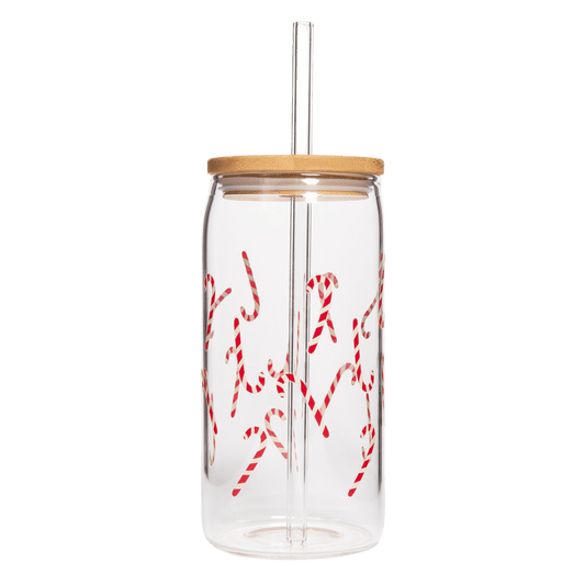 Candy Cane Can Glass - 17 oz