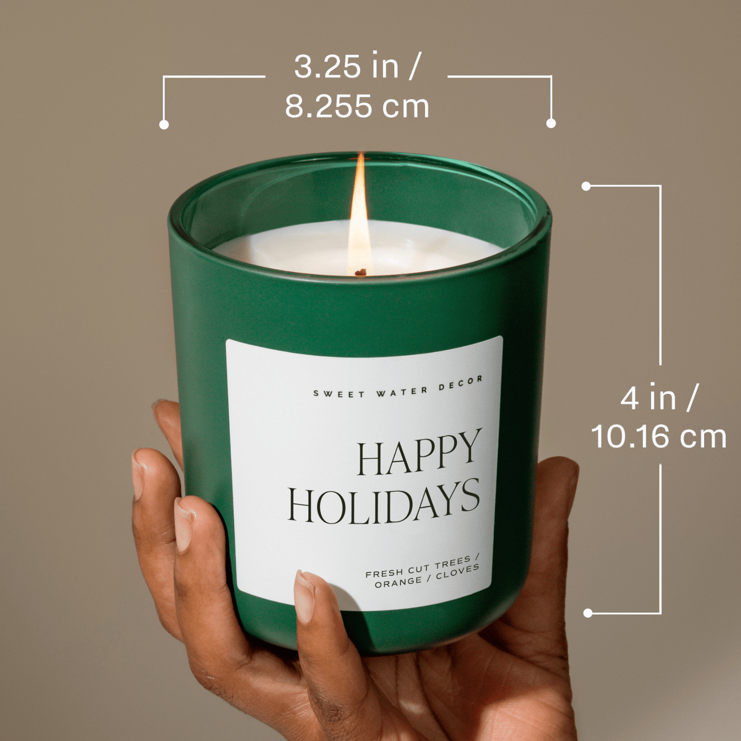 Happy Holidays Soy Candle - Green Matte Jar - 15 oz (Christmas)