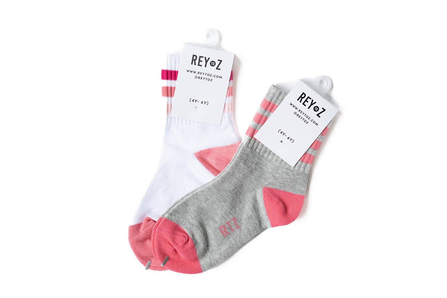 Heather Grey & Pink Stripe Socks