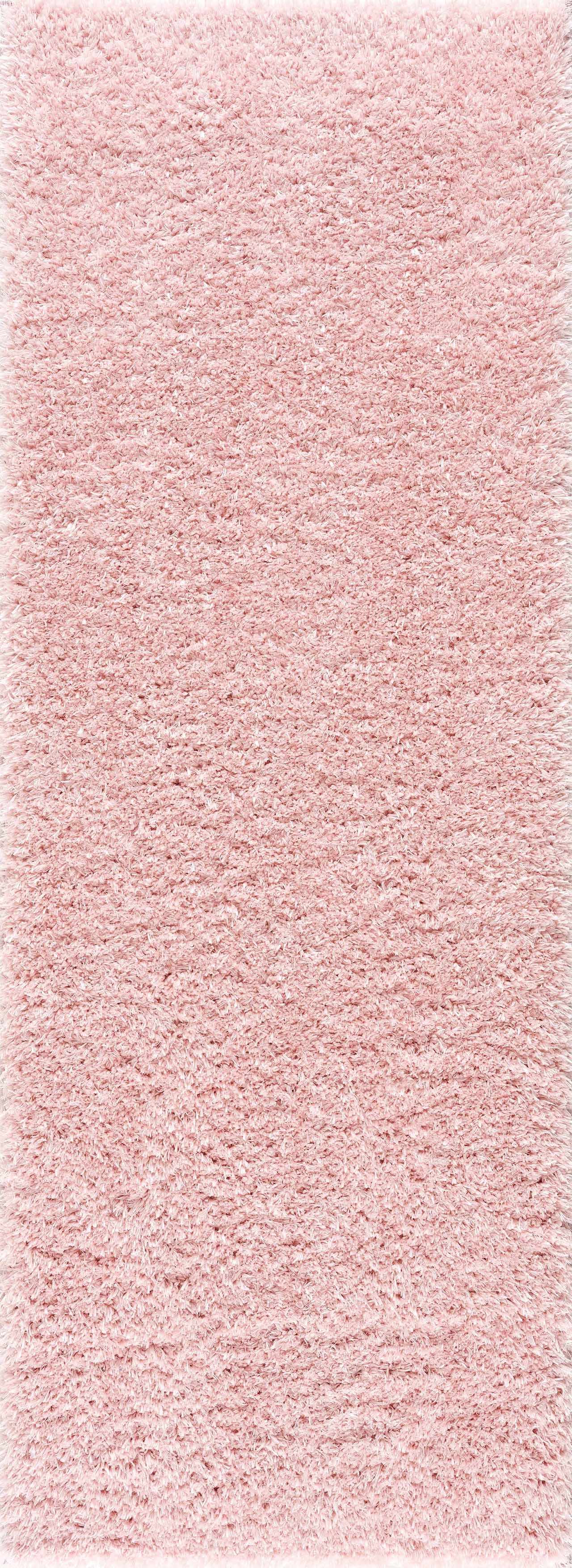 Faina Solid Pink Shag Rug Washable