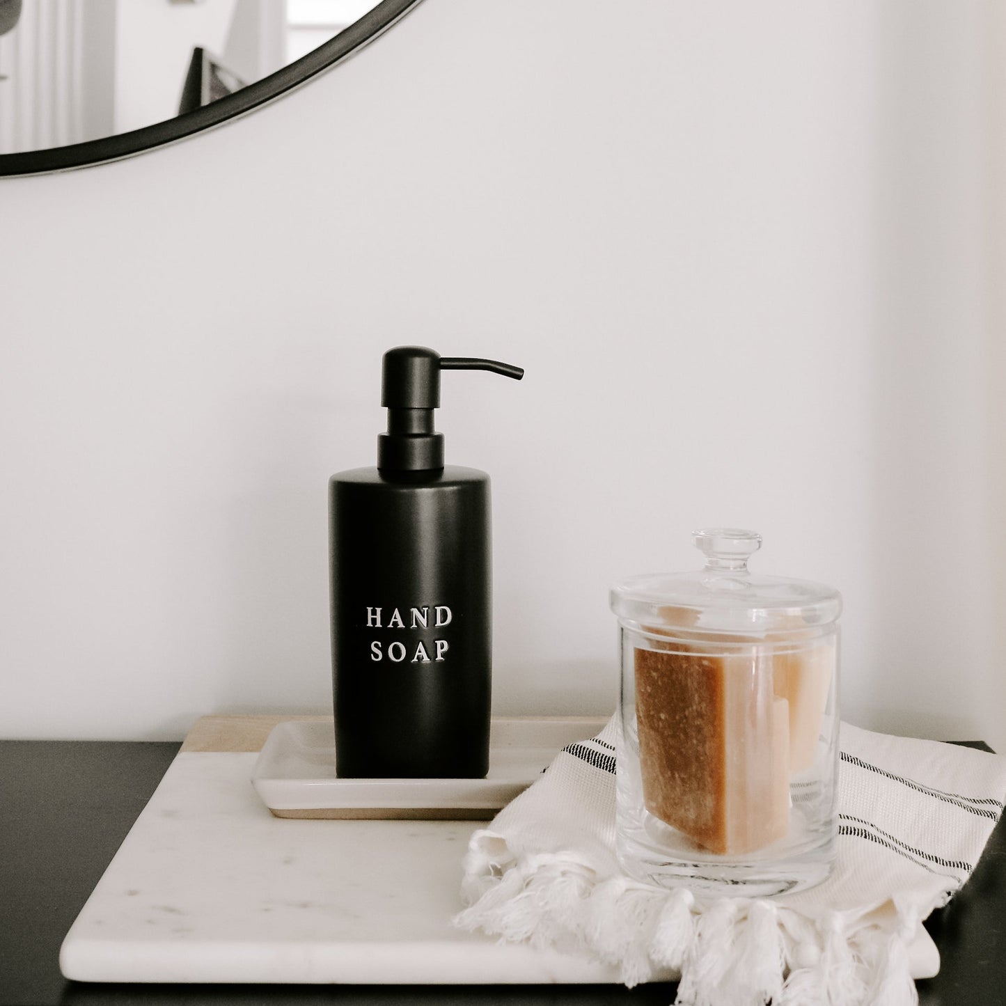 15oz Black Stoneware Hand Soap Dispenser