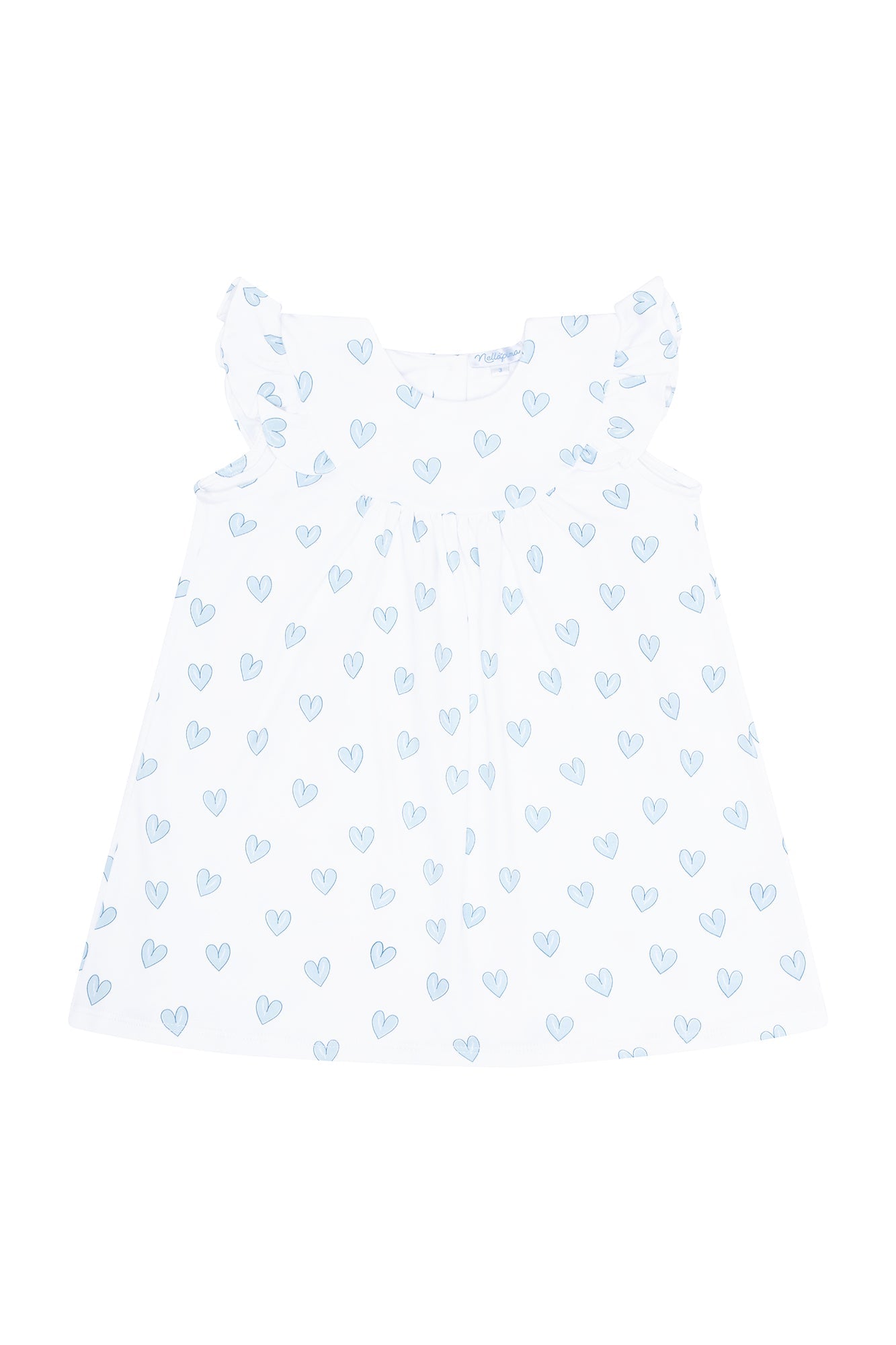 Blue Heart Print Scoop Neck Dress